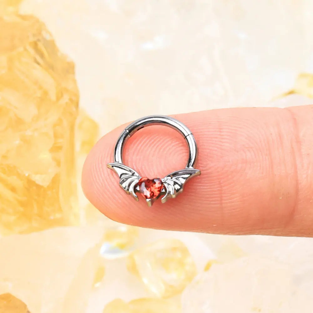 Titanium Uriel Red Garnet Angel Heart Clicker