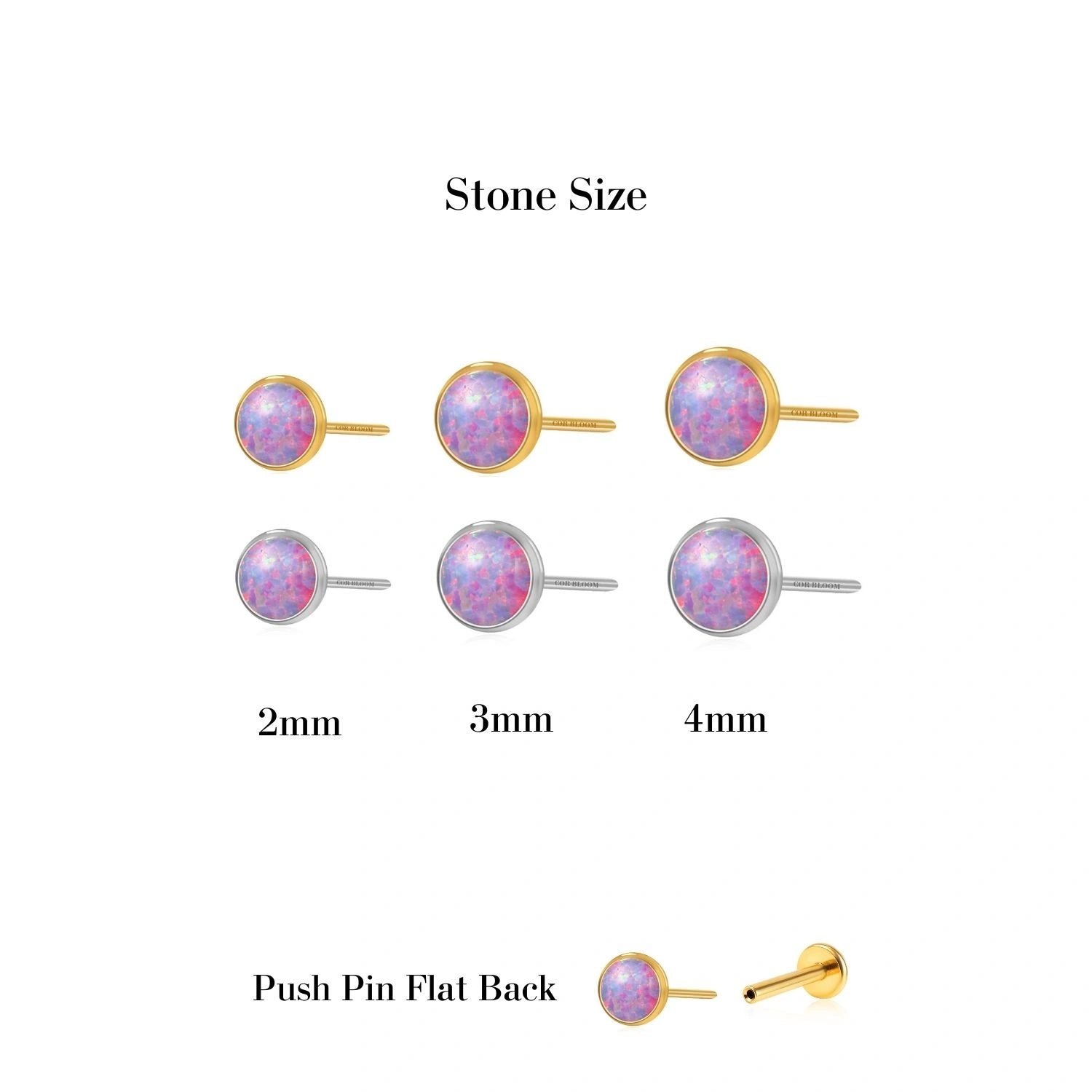 Titanium Violet Flame Opal Push Pin Piercing Stud
