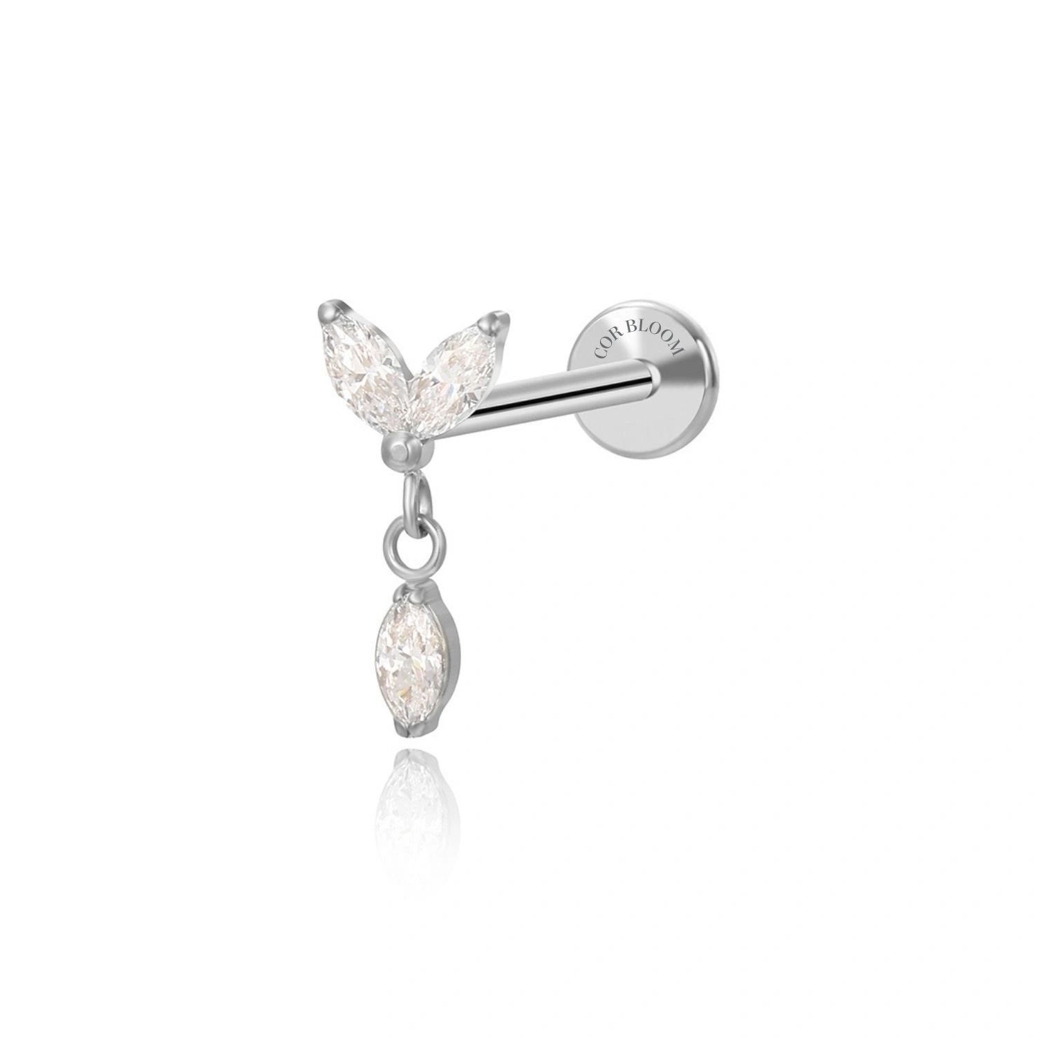 Titanium Annika Dangling Two Petal Flat Back Stud