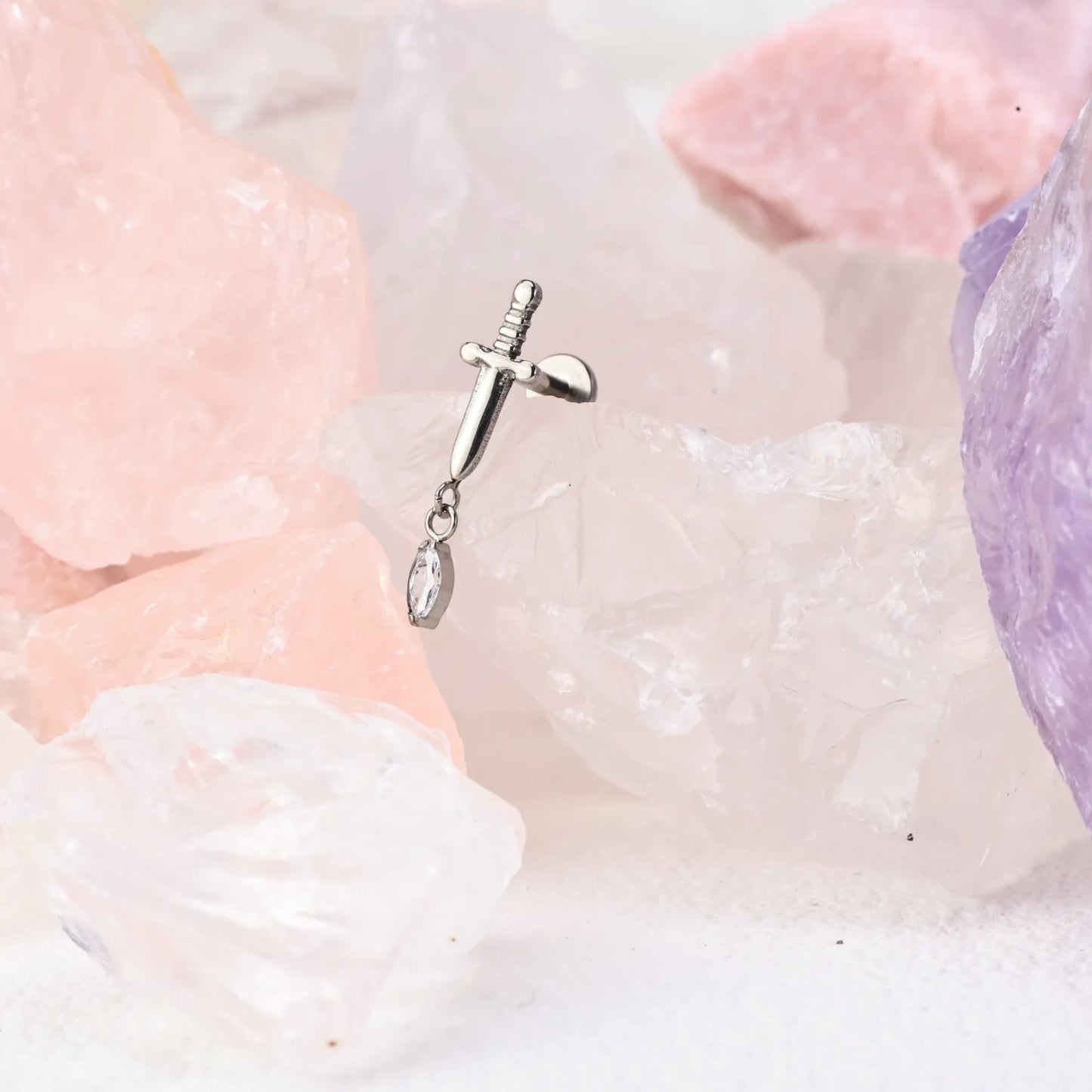 Titanium Diamond Sword Flat Back Stud