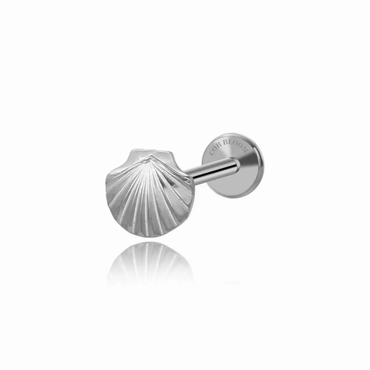 Titanium Seashell Flat Back Piercing Stud