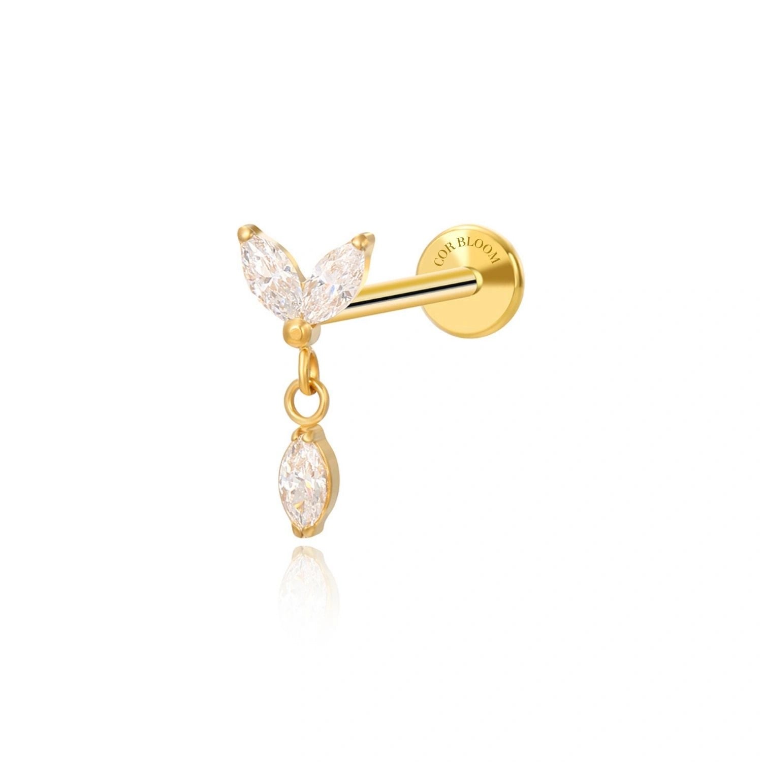 Titanium Annika Dangling Two Petal Flat Back Stud