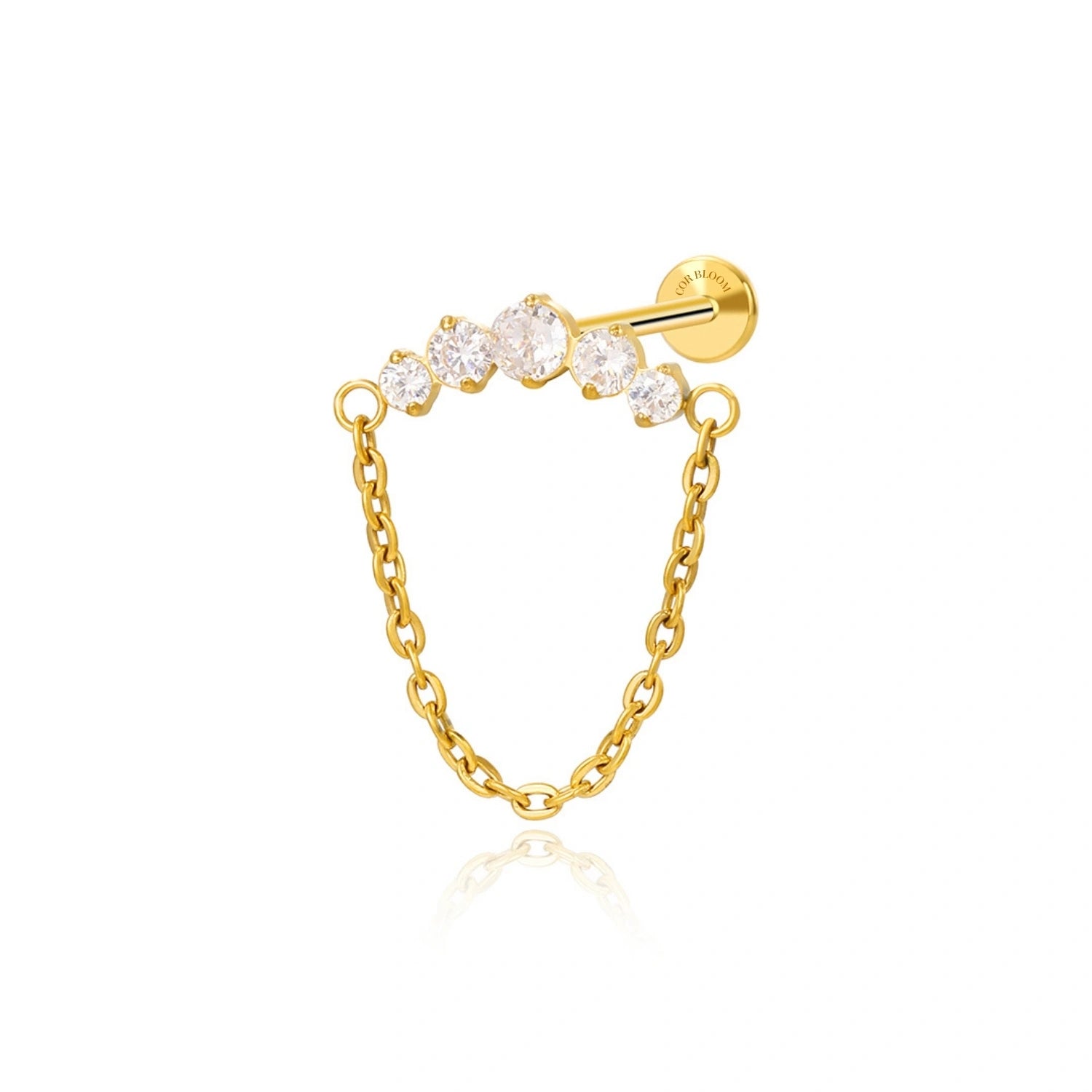 Titanium Diamond Dangle Flat Back Stud