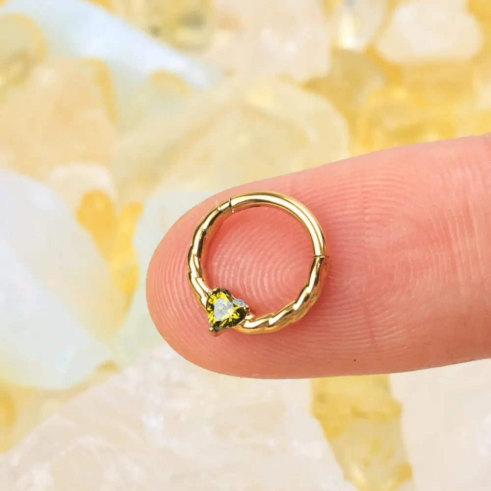Titanium Cosmo Peridot Heart Clicker