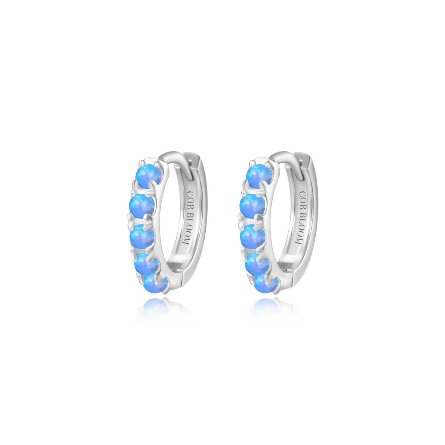 Yianna Ocean Blue Opal Hoop Earrings