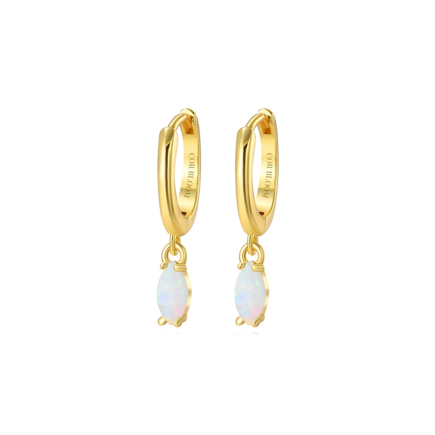 Doris Precious Opal Marquise Charm Hoop Earrings