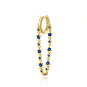 Livia Blue Sapphire Dangling Chain Hoop Earring