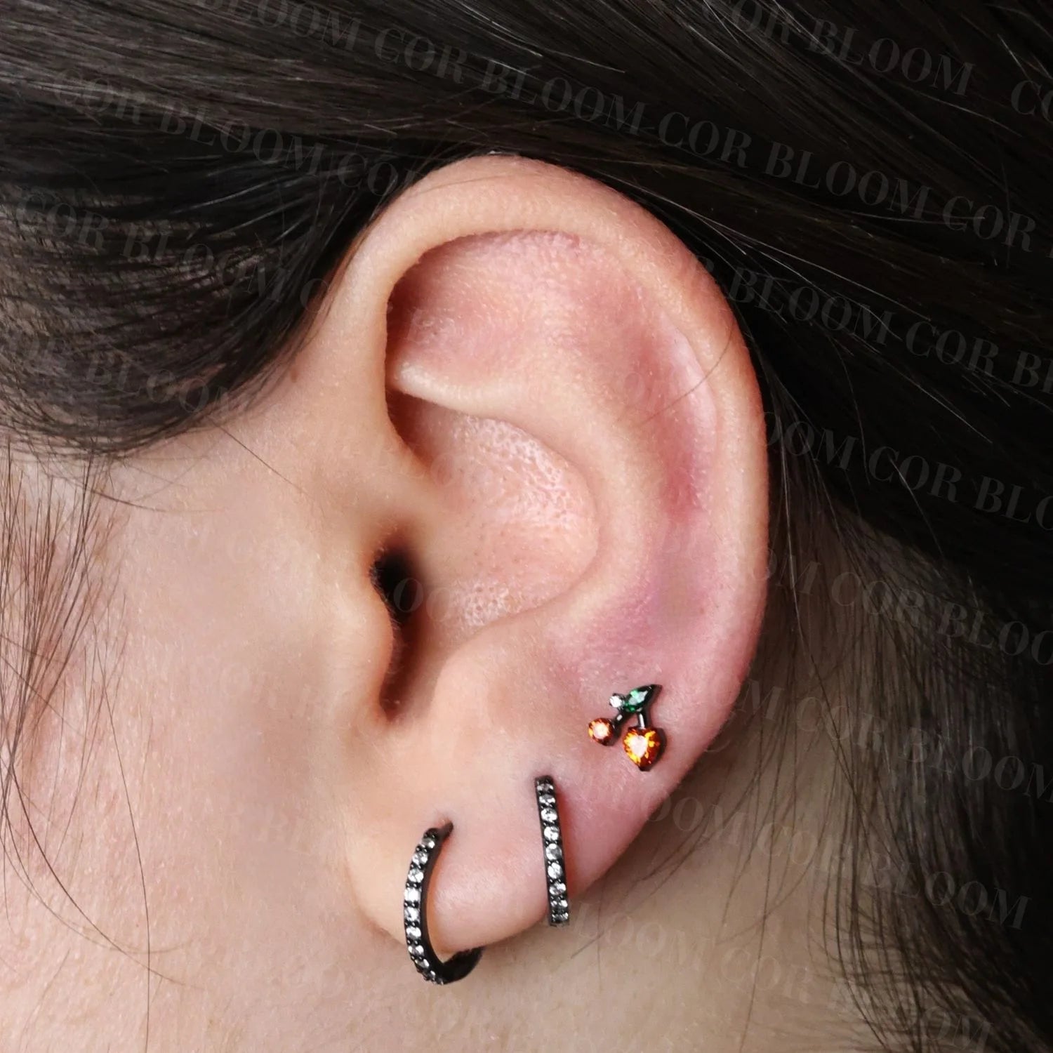 Titanium Ripe Cherry Flat Back Stud