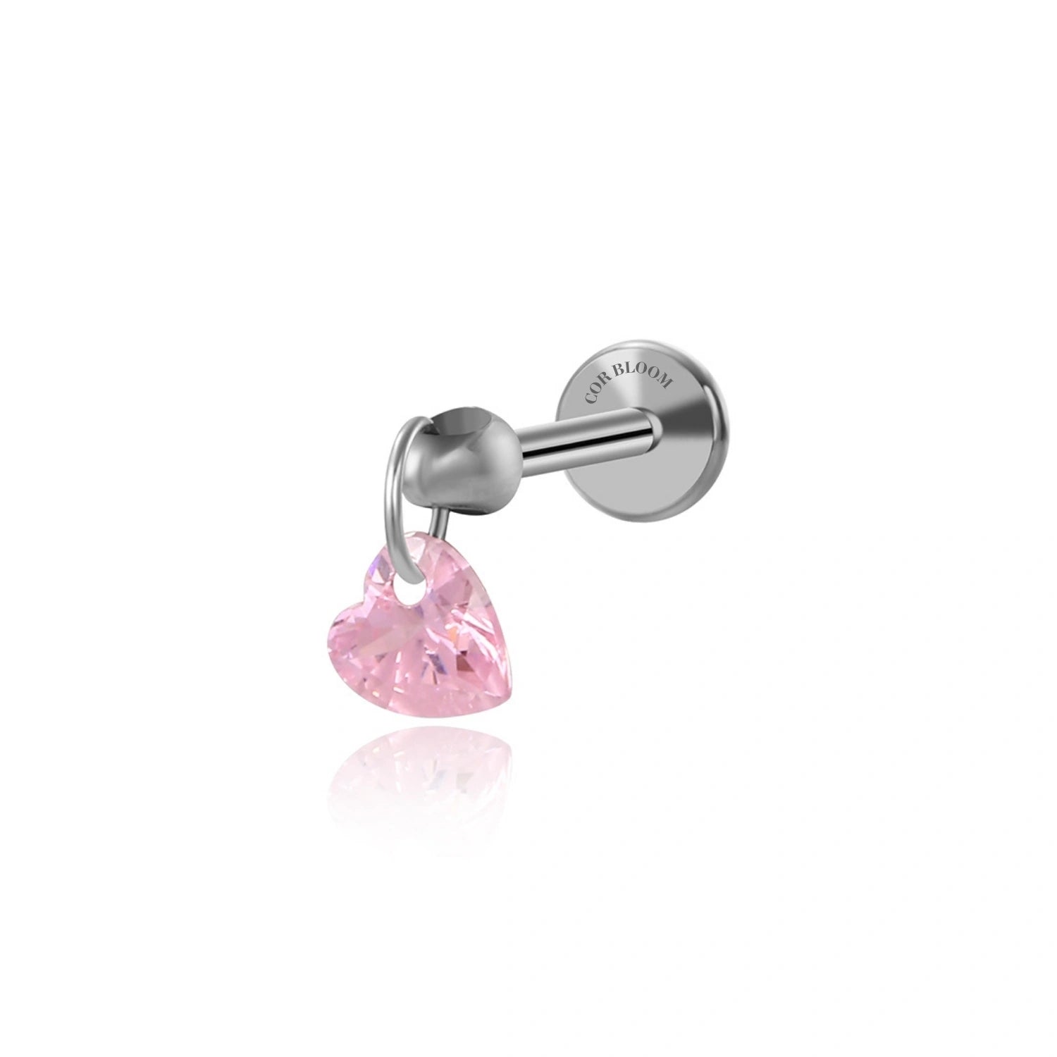 Titanium Floating Rosa Charm Flat Back Stud Earring