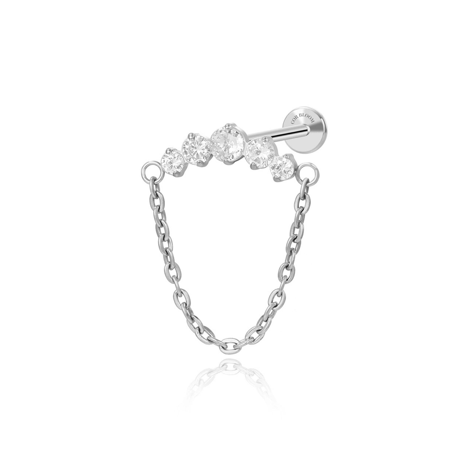 Titanium Diamond Dangle Flat Back Stud