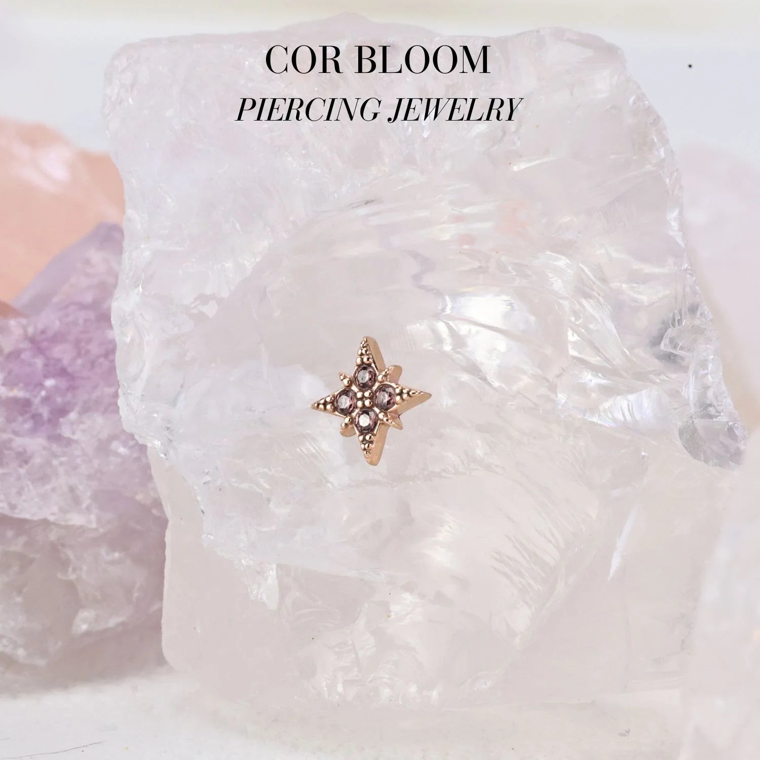 Rhodolite Northern Star Piercing Stud