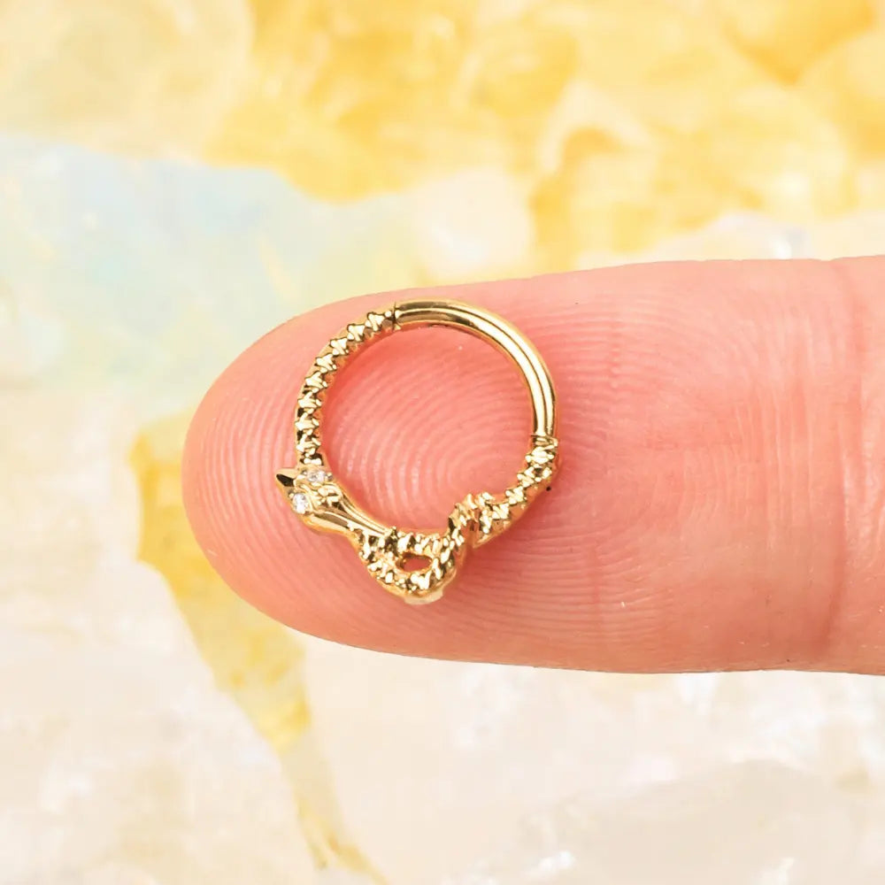 Titanium Beatrix Diamond Eye Serpent Septum Clicker & Daith Hoop