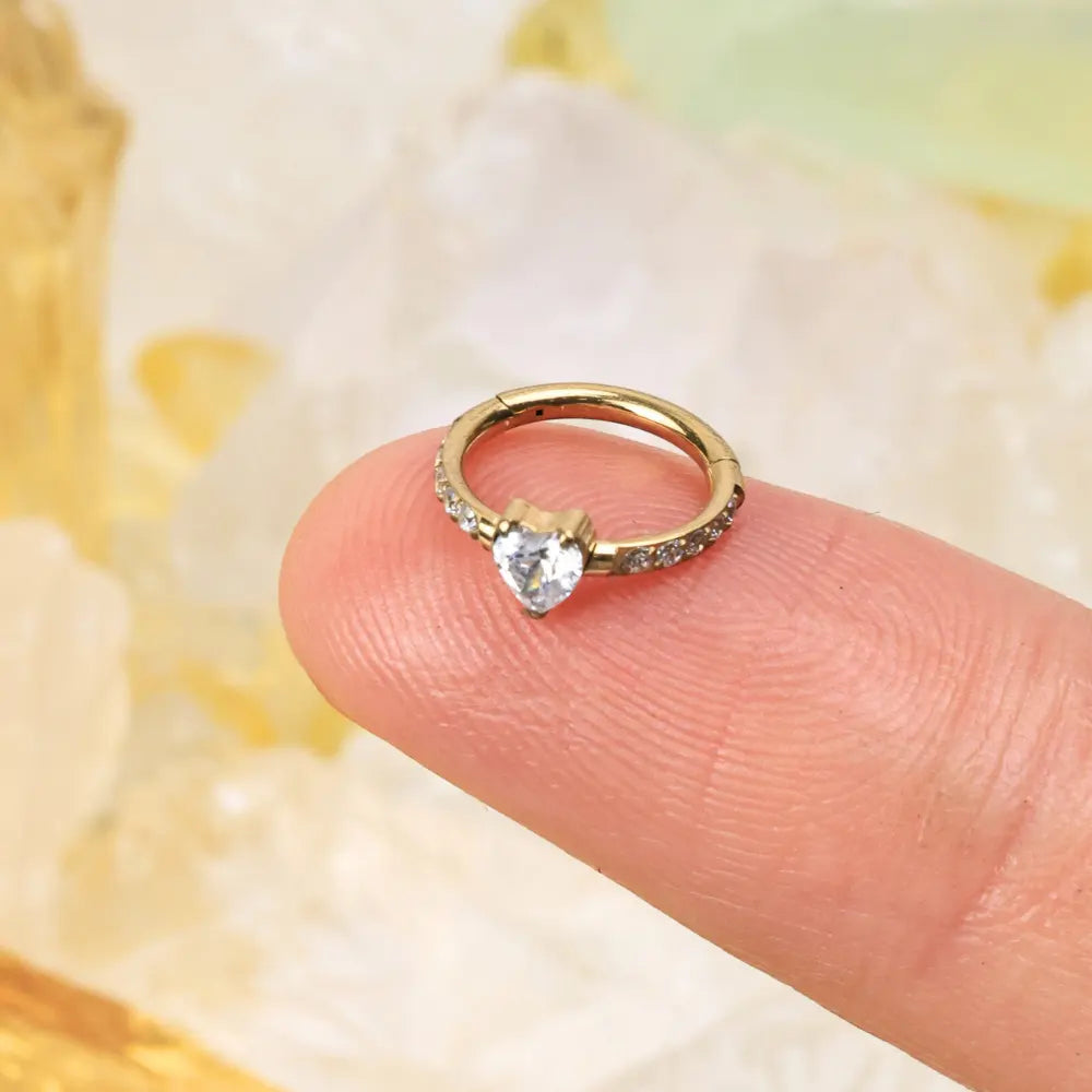 Titanium Xanthia Diamond Heart Clicker | Conch Hoop
