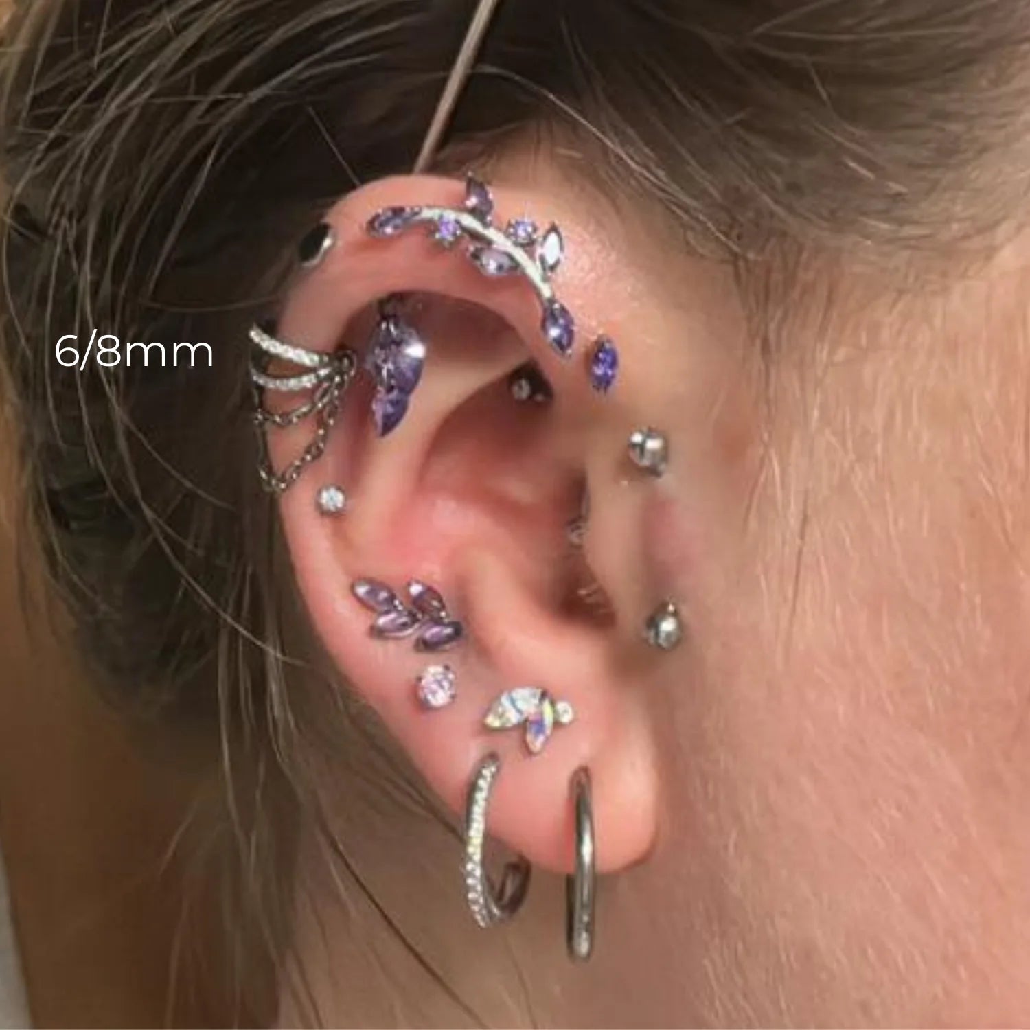 Titanium Duo Diamond Pave Clicker | Conch Hoop
