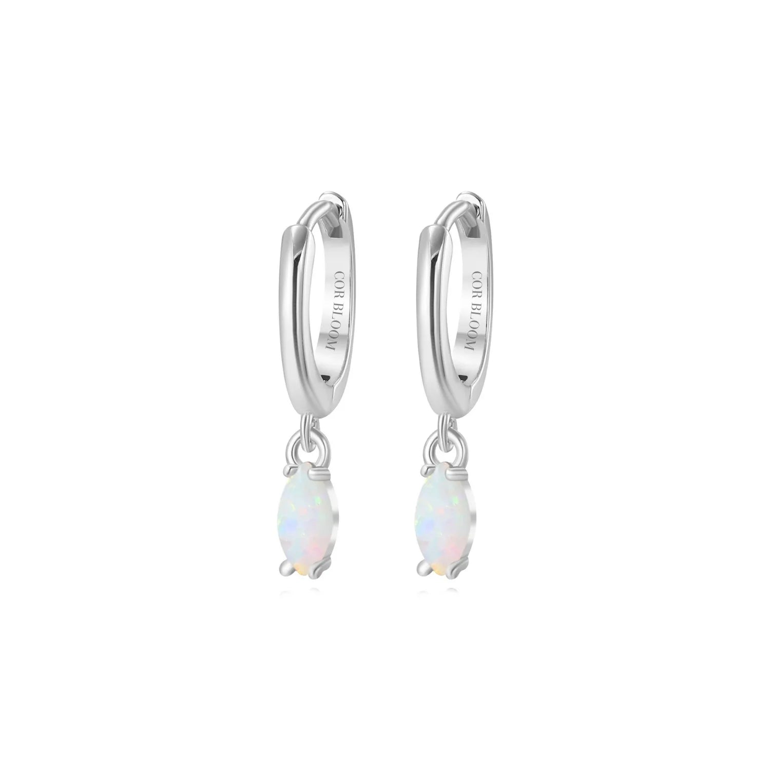 Doris Precious Opal Marquise Charm Hoop Earrings