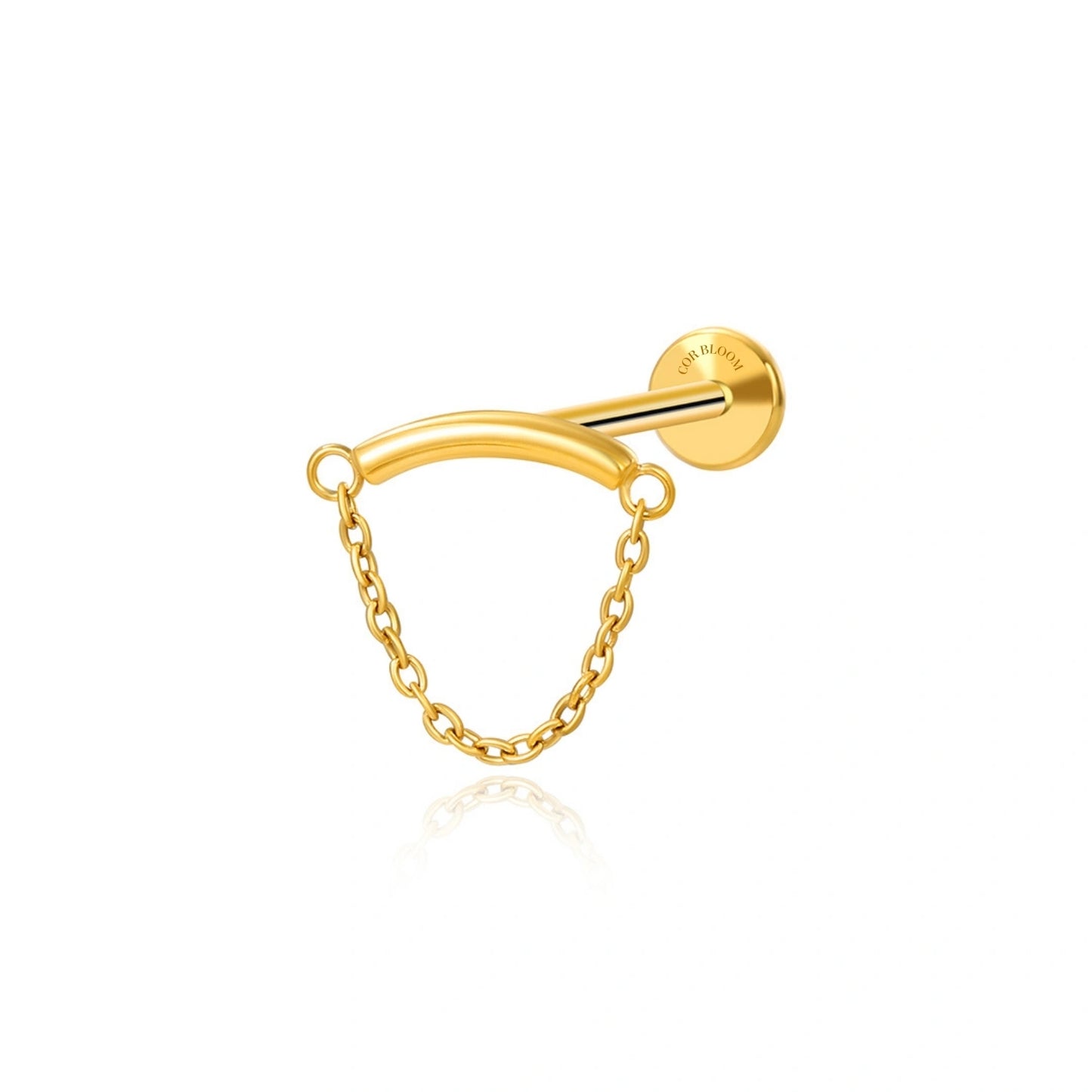 Titanium Simple Dangling Chain Flat Back Stud