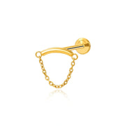 Titanium Simple Dangling Chain Flat Back Stud