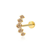 Titanium Golden Champagne Five Stone Cluster Flat Back Stud
