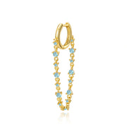 Livia Lighit Aquamarine Dangling Chain Hoop Earring