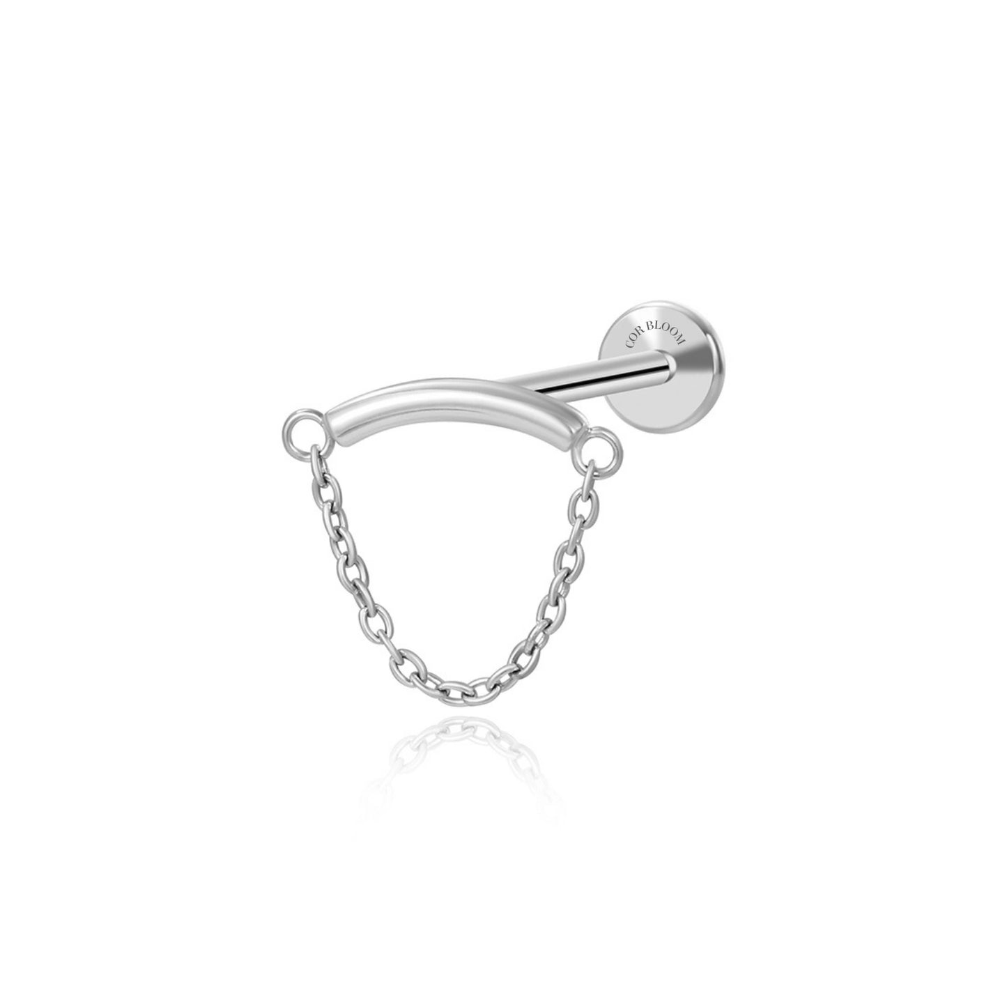 Titanium Simple Dangling Chain Flat Back Stud