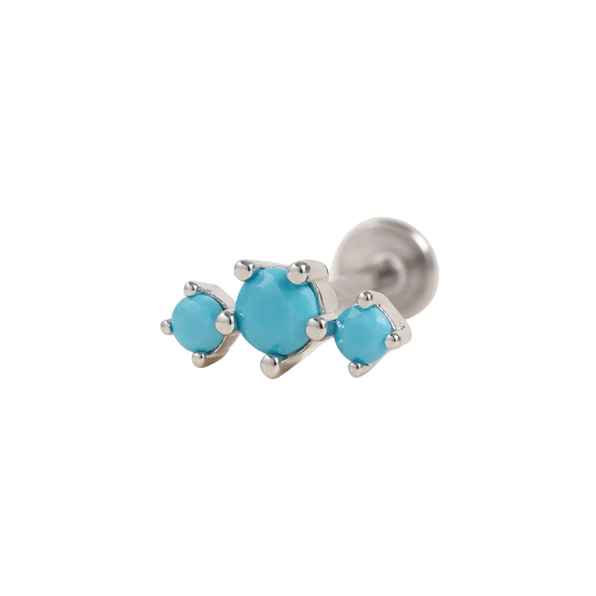 Curved Triple Turquoise Flat Back Piercing Earring