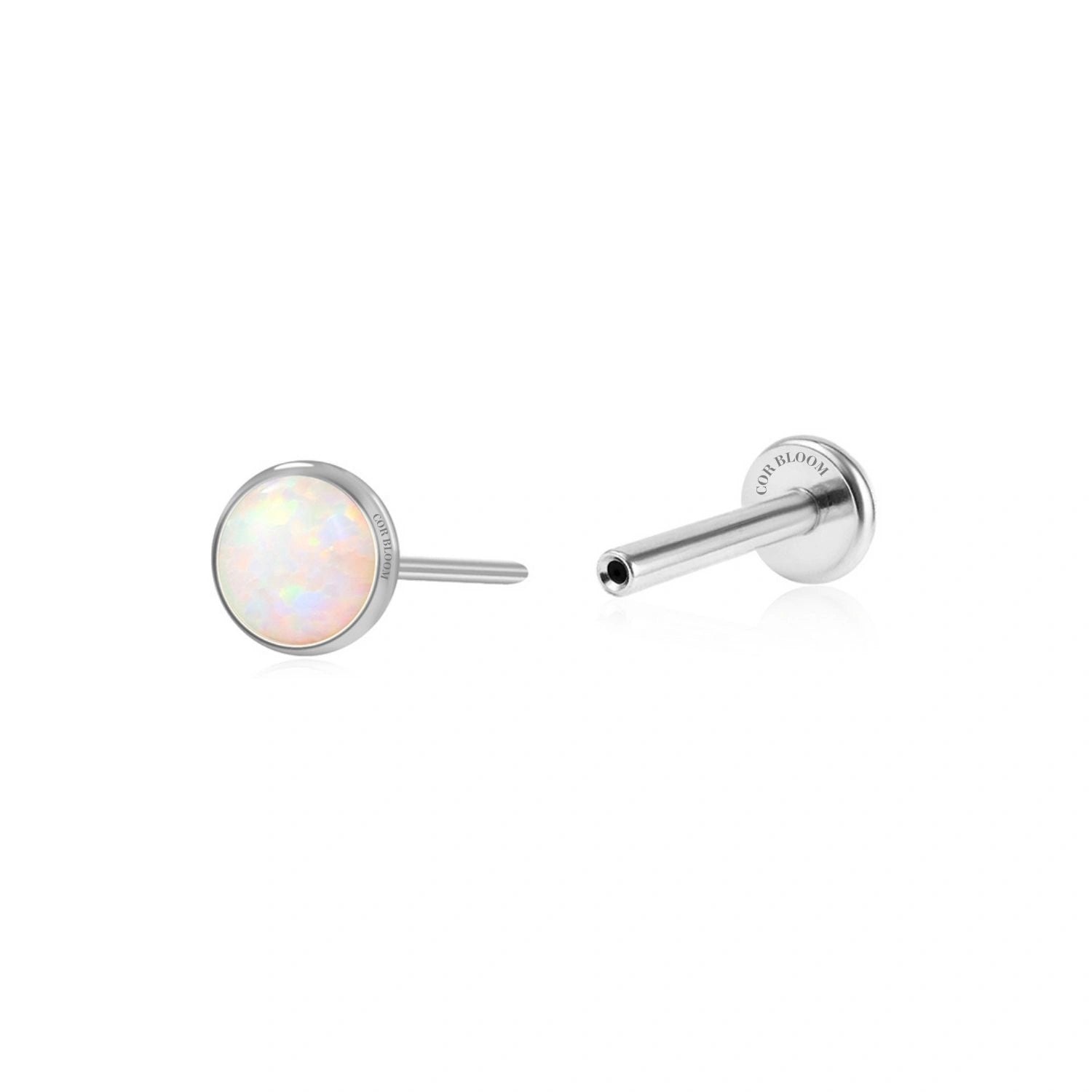 Titanium White Opal Push Pin Piercing Stud