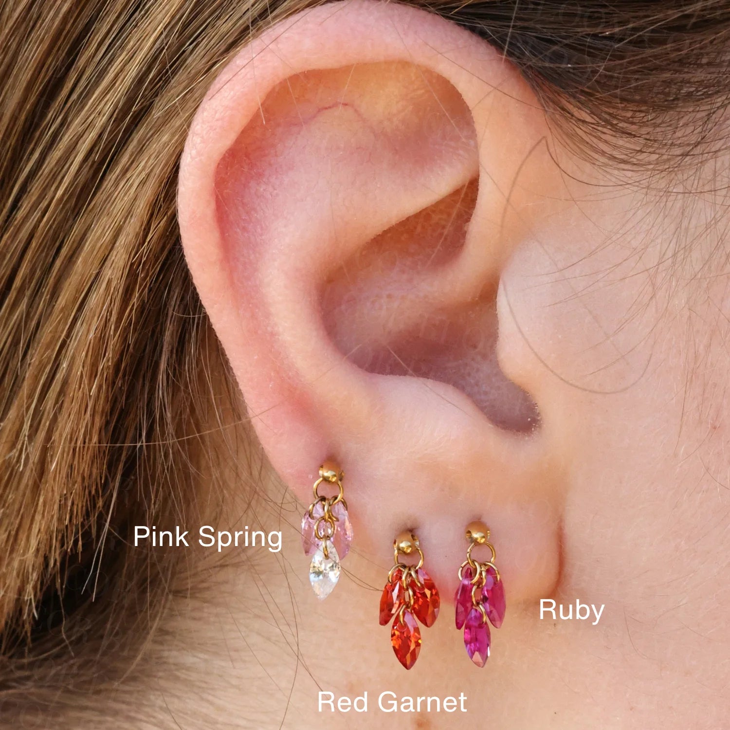 Pink Spring - Titanium Floating Plume Flat Back | Vertical Helix Stud