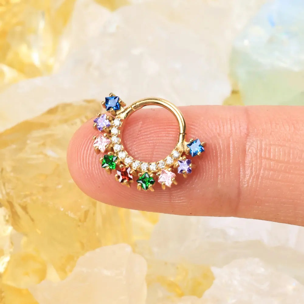 Vada Rainbow Square-Cut Gemstone Clicker