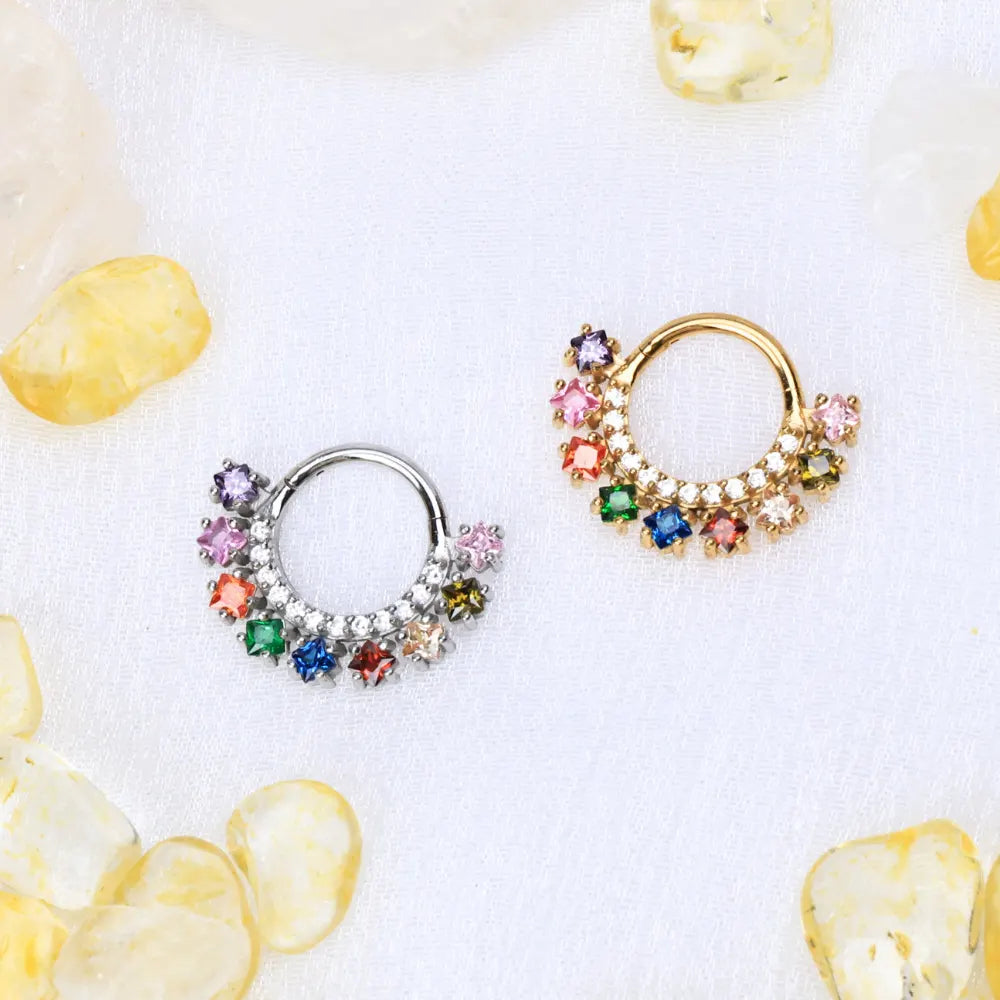 Akira Rainbow Square-Cut Gemstone Clicker