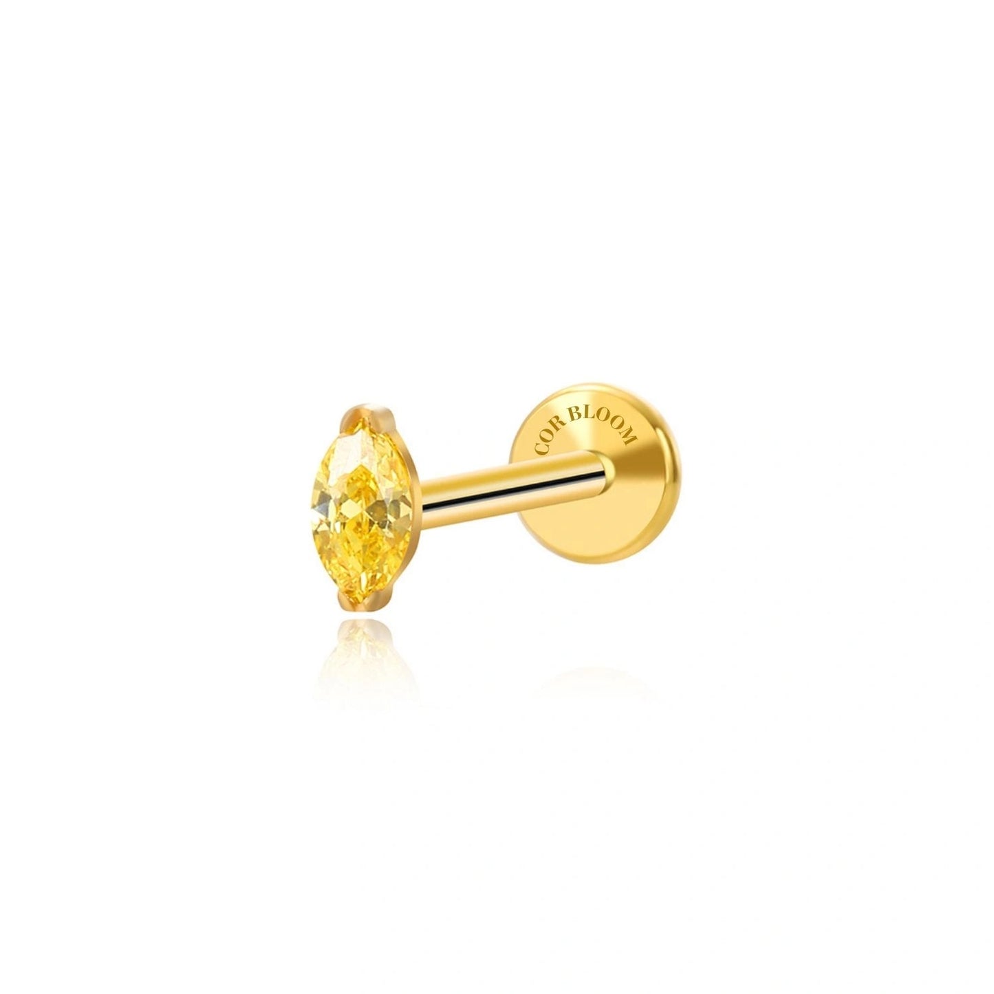 Titanium Elynn Yellow Topaz Marquise Flat Back