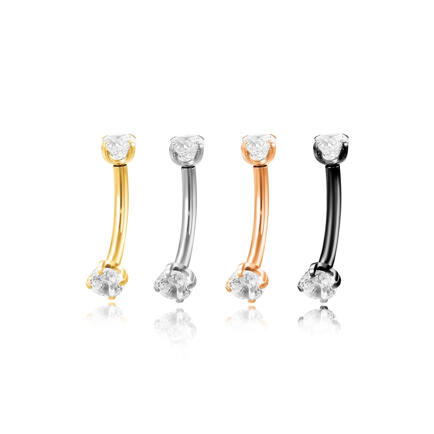 Implant-Grade Titanium Essential 3mm CZ Curved Barbell Piercing