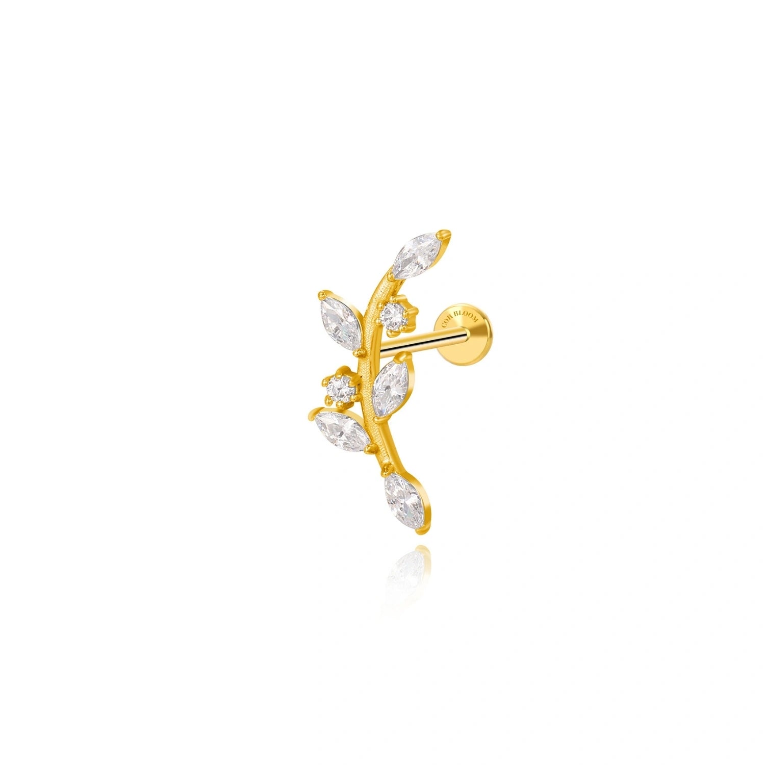 Akira Crystal Climbing Leaf Piercing Stud