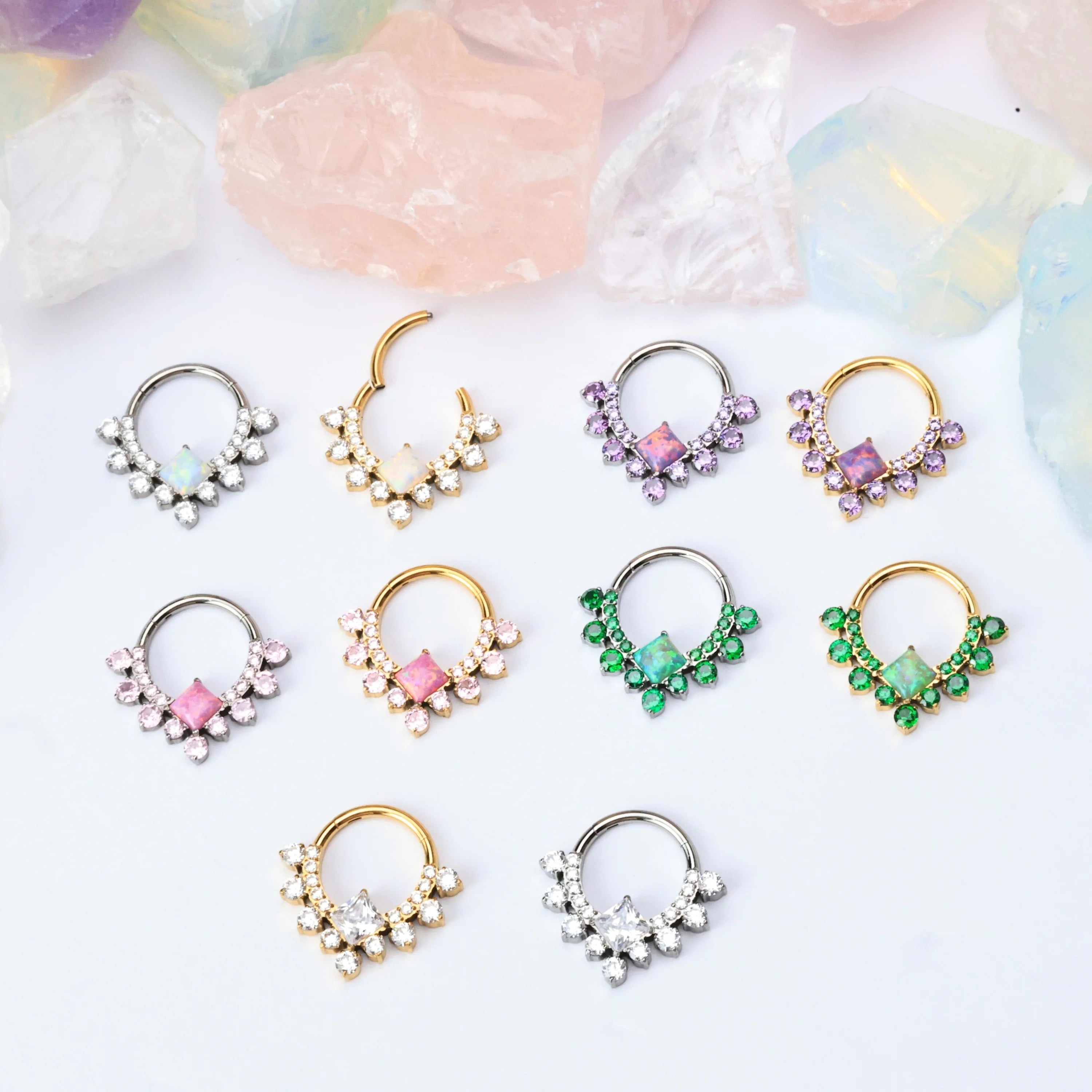 Titanium Persephone Spring Green Opal Clicker