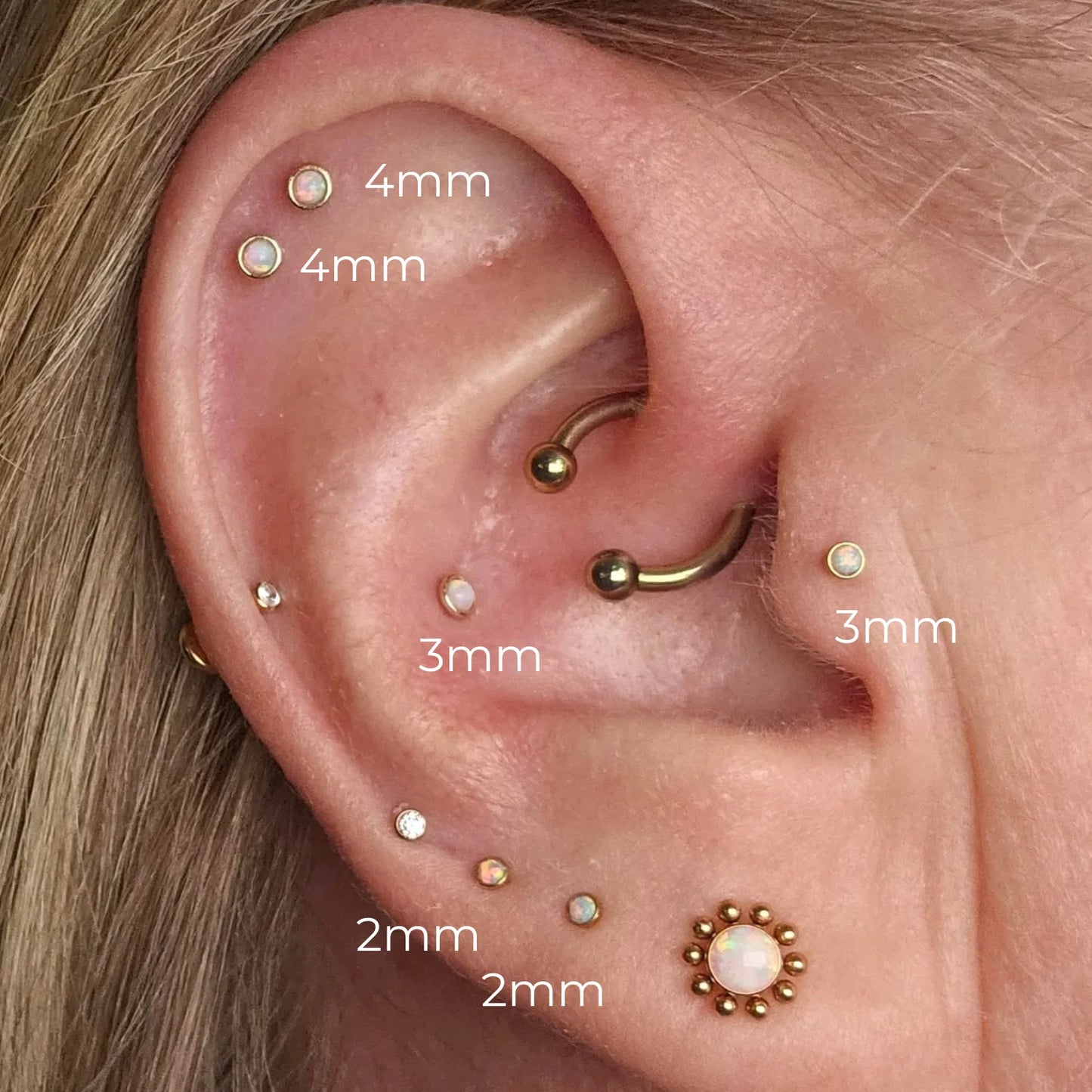Titanium White Opal Push Pin Piercing Stud