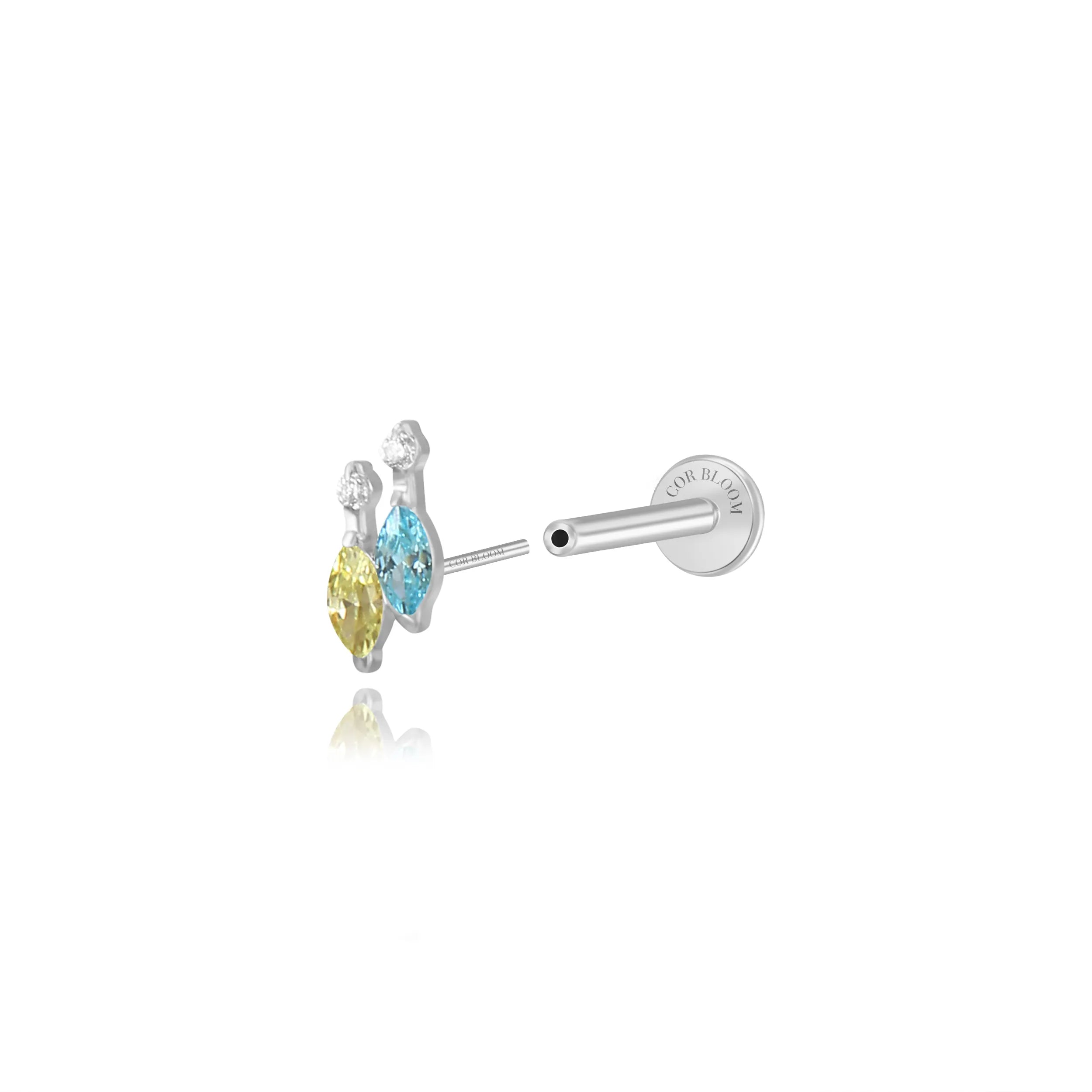 Titanium Felicity Aquamarine Duo Marquise Stud - Aqua Leaf
