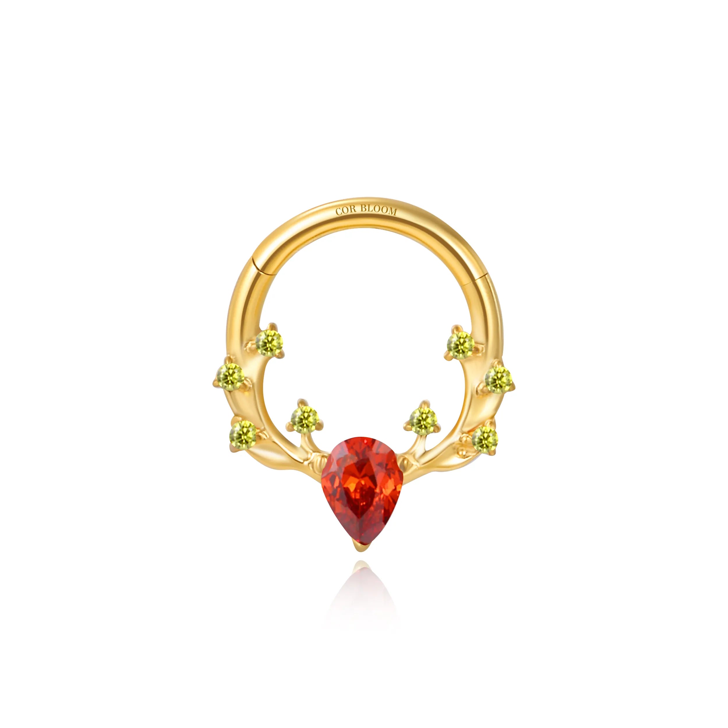 Titanium Red Garnet & Peridot Reindeer Clicker