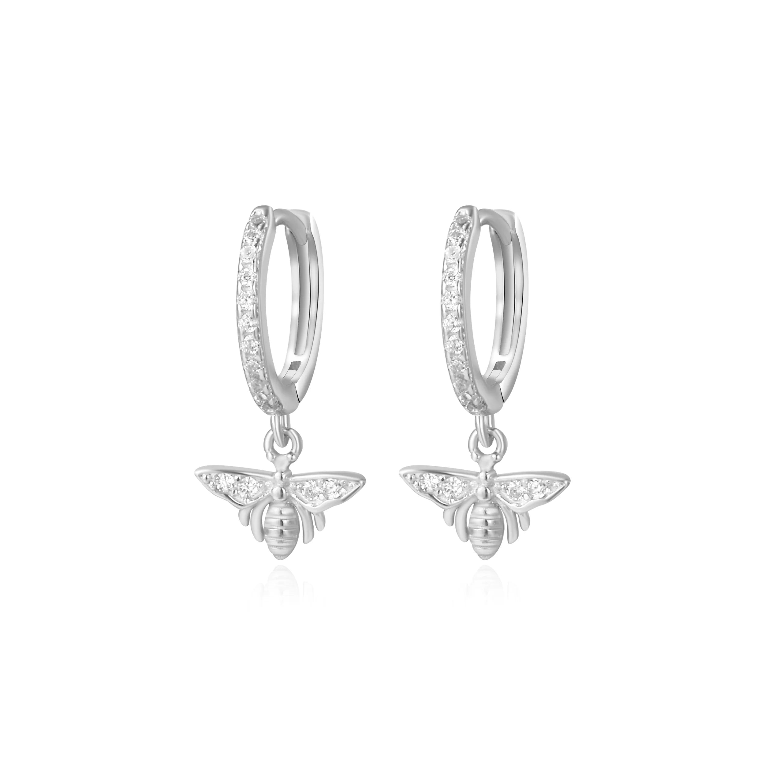 Monarch Diamond Bee Hoop Earrings