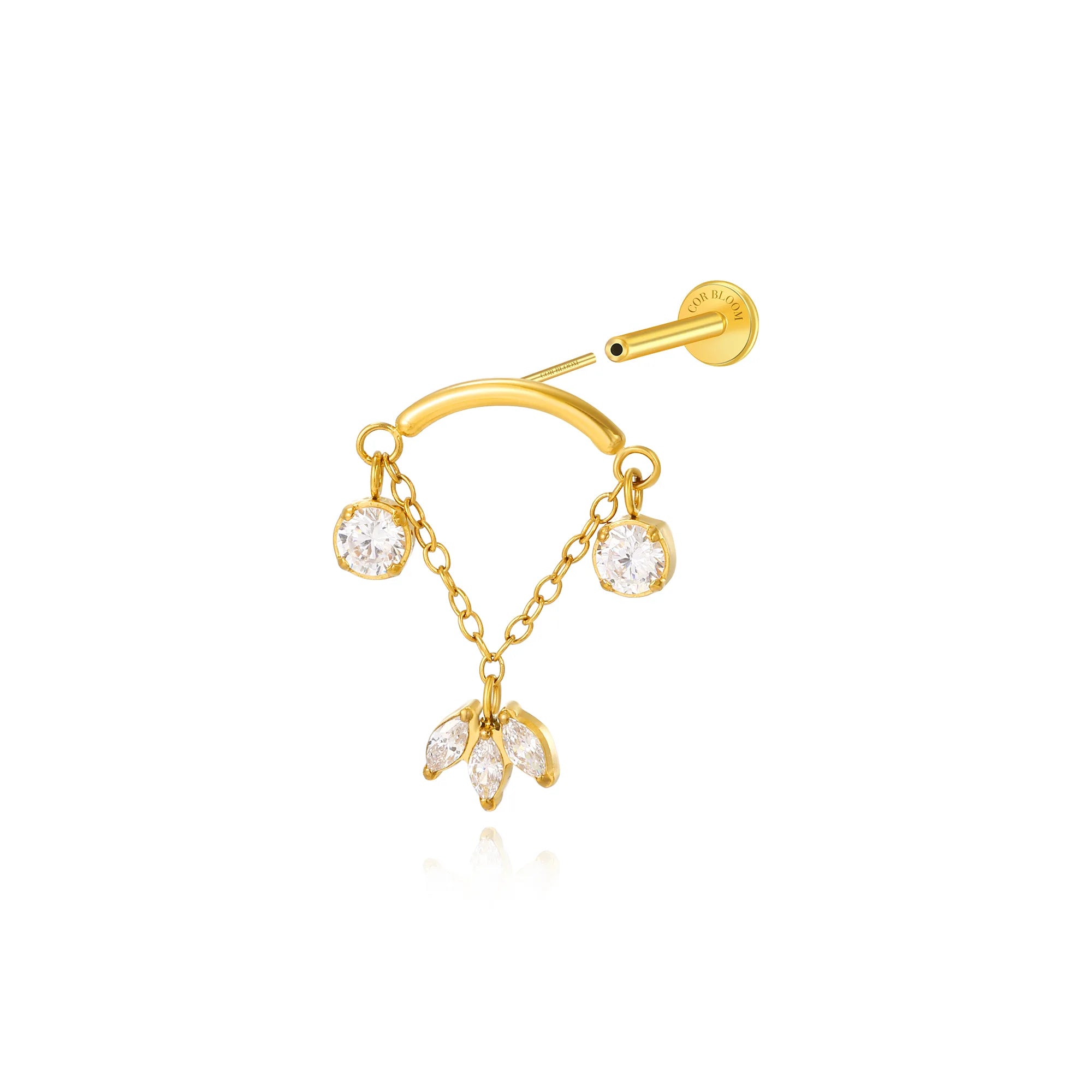 Titanium Lucinda Three-Petal Hidden Helix |  Hidden Rook Stud
