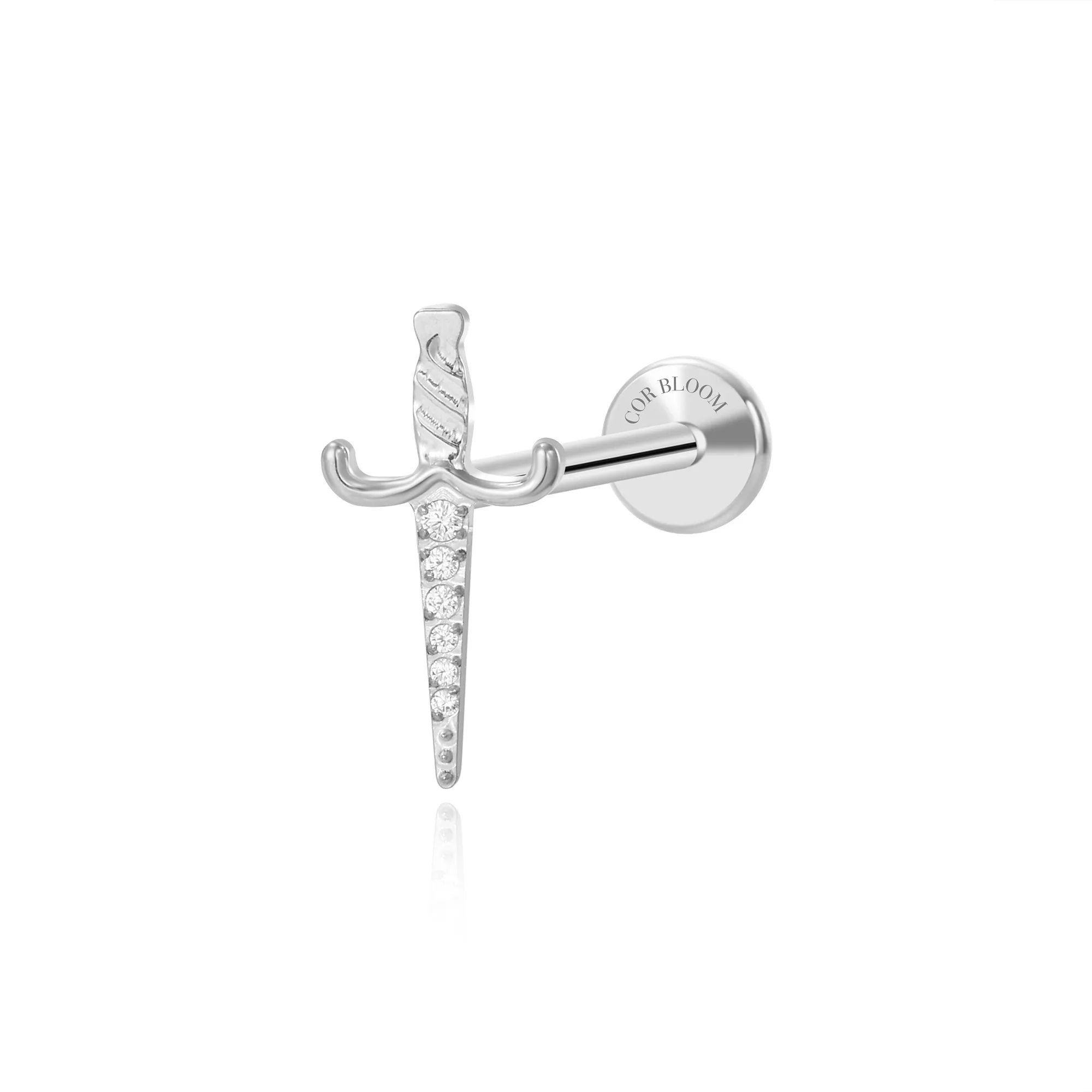 Titanium Gertrude Diamond Sword Flat Back Stud