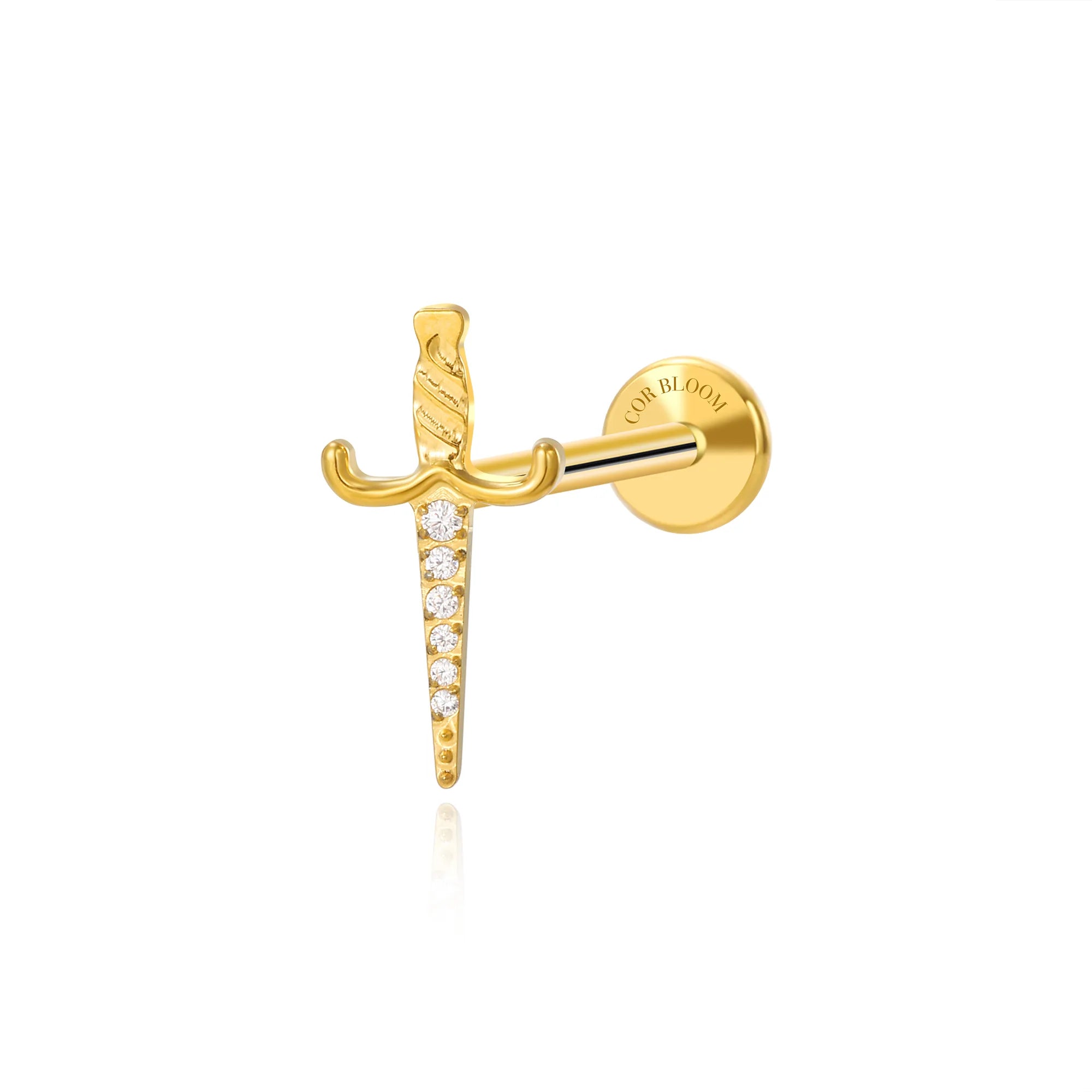 Titanium Gertrude Diamond Sword Flat Back Stud