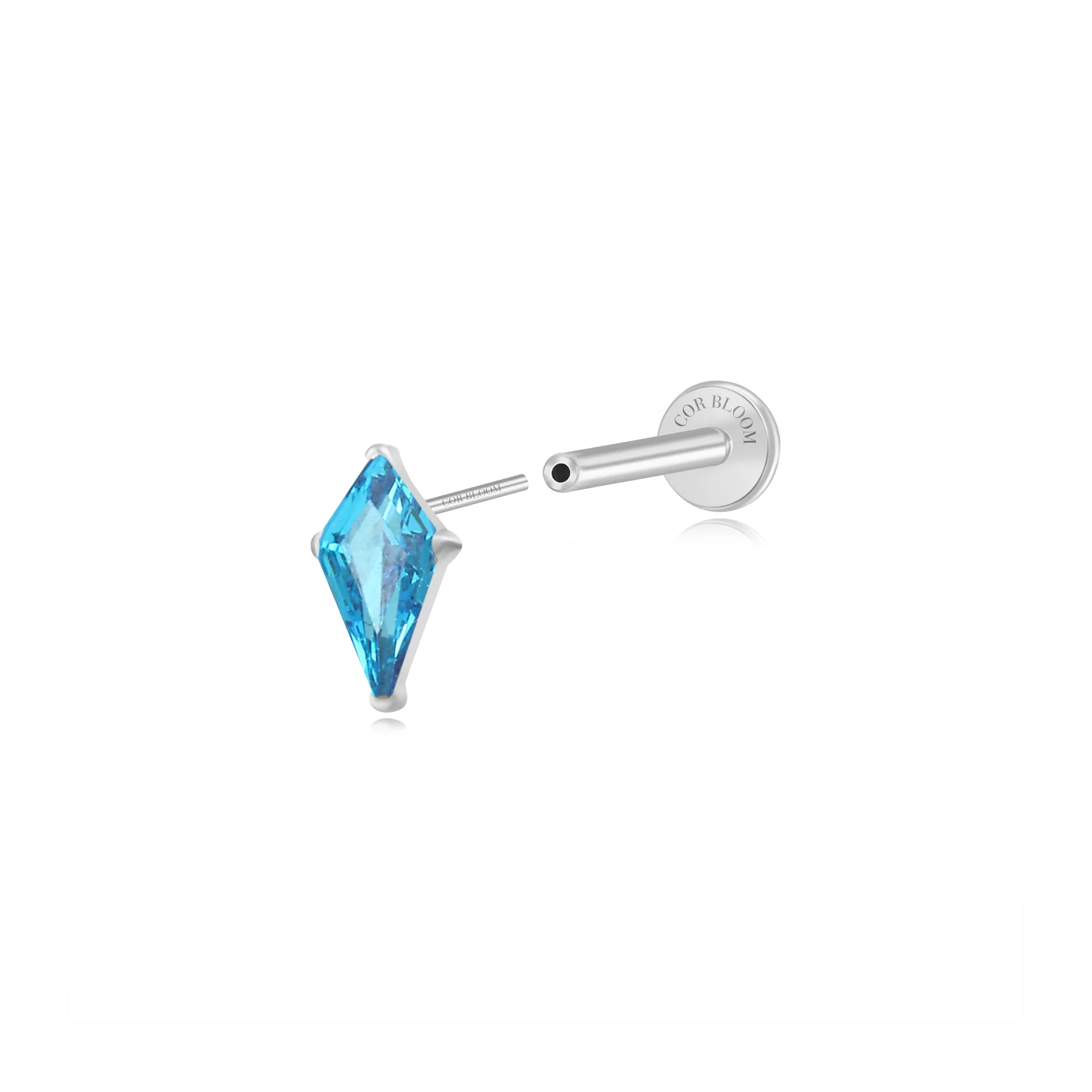 Titanium Minnie Kite-Cut Stone Flat Back Stud - Aquamarine
