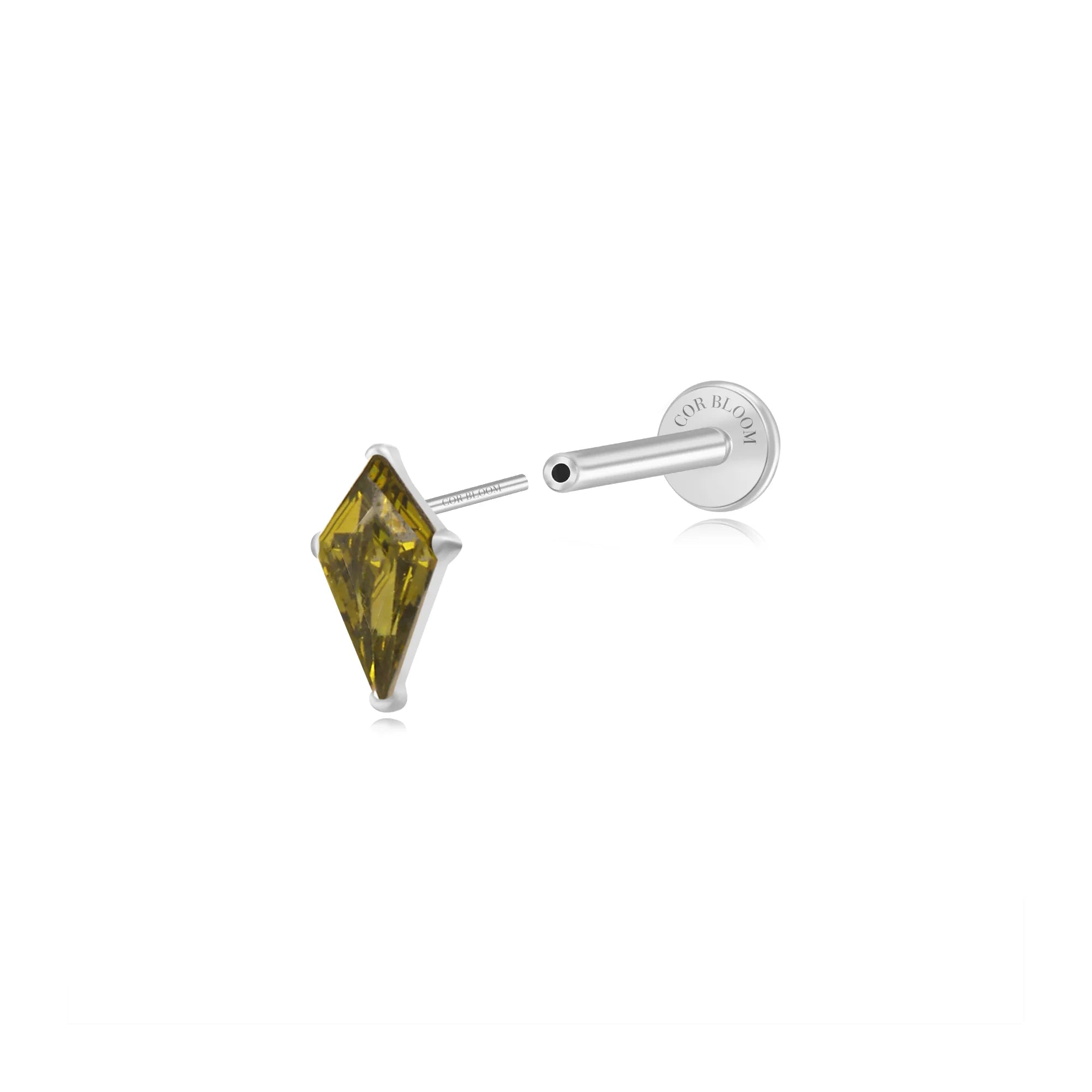 Titanium Minnie Kite-Cut Stone Flat Back Stud - Peridot