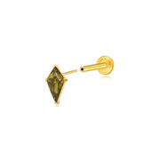 Titanium Minnie Kite-Cut Stone Flat Back Stud - Peridot