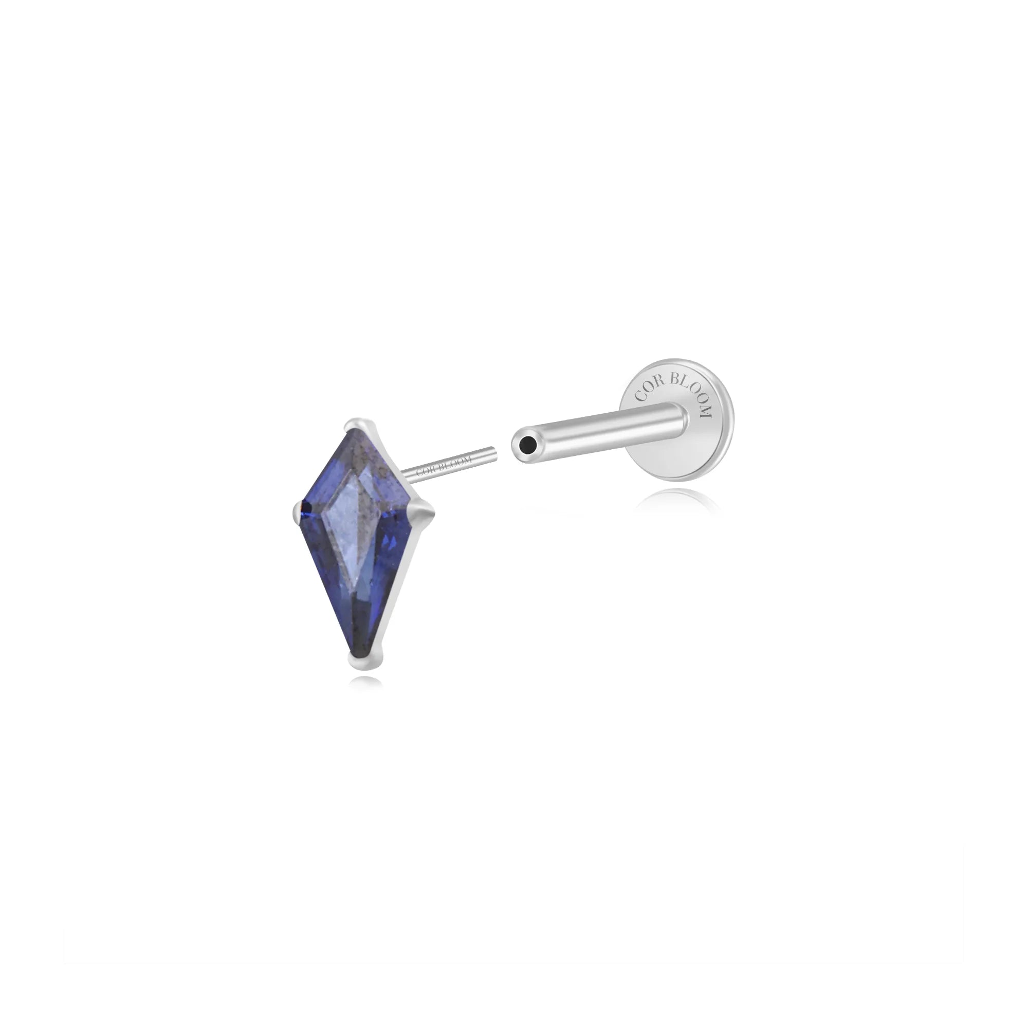 Titanium Minnie Kite-Cut Stone Flat Back Stud - Tanzanite