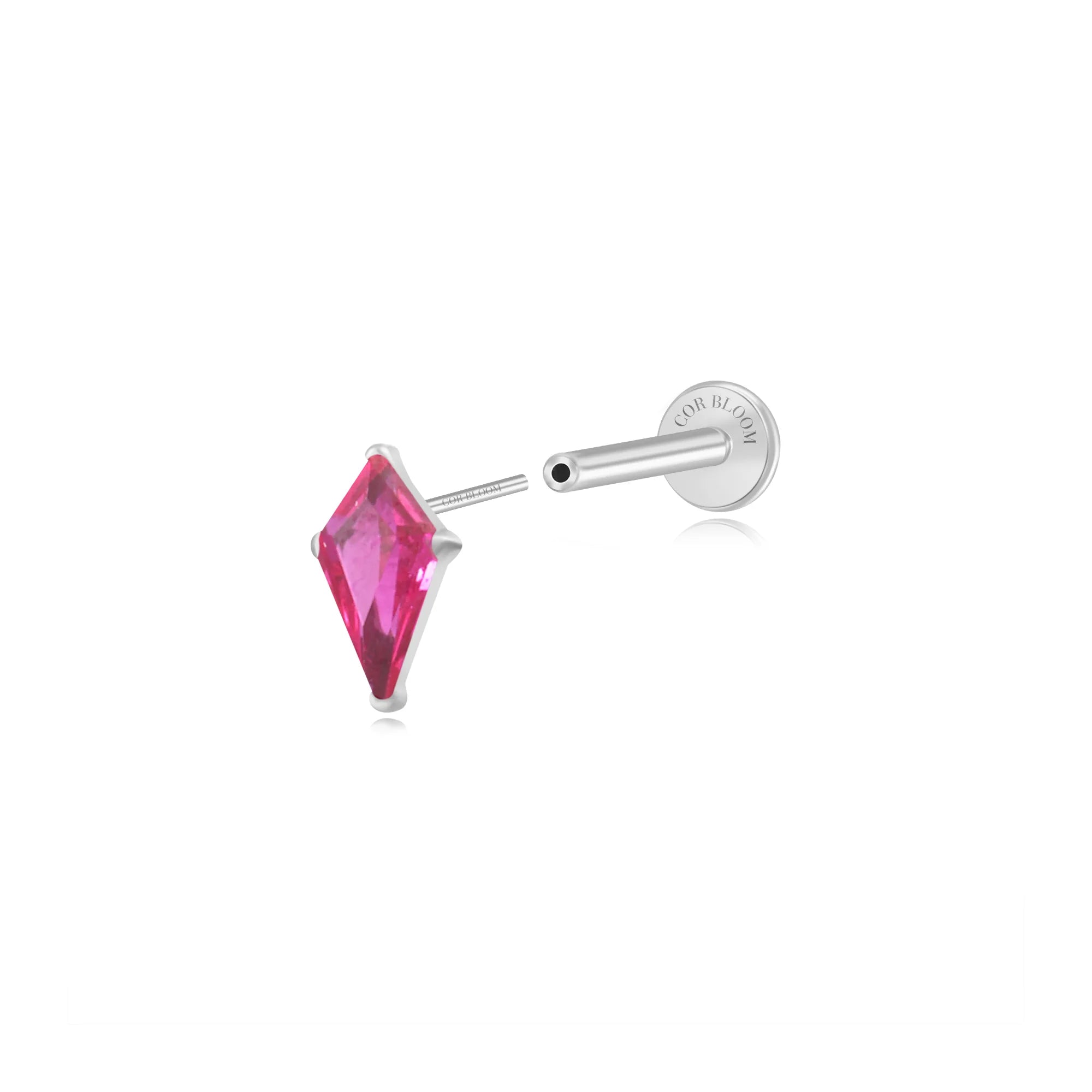 Titanium Minnie Kite-Cut Stone Flat Back Stud - Ruby