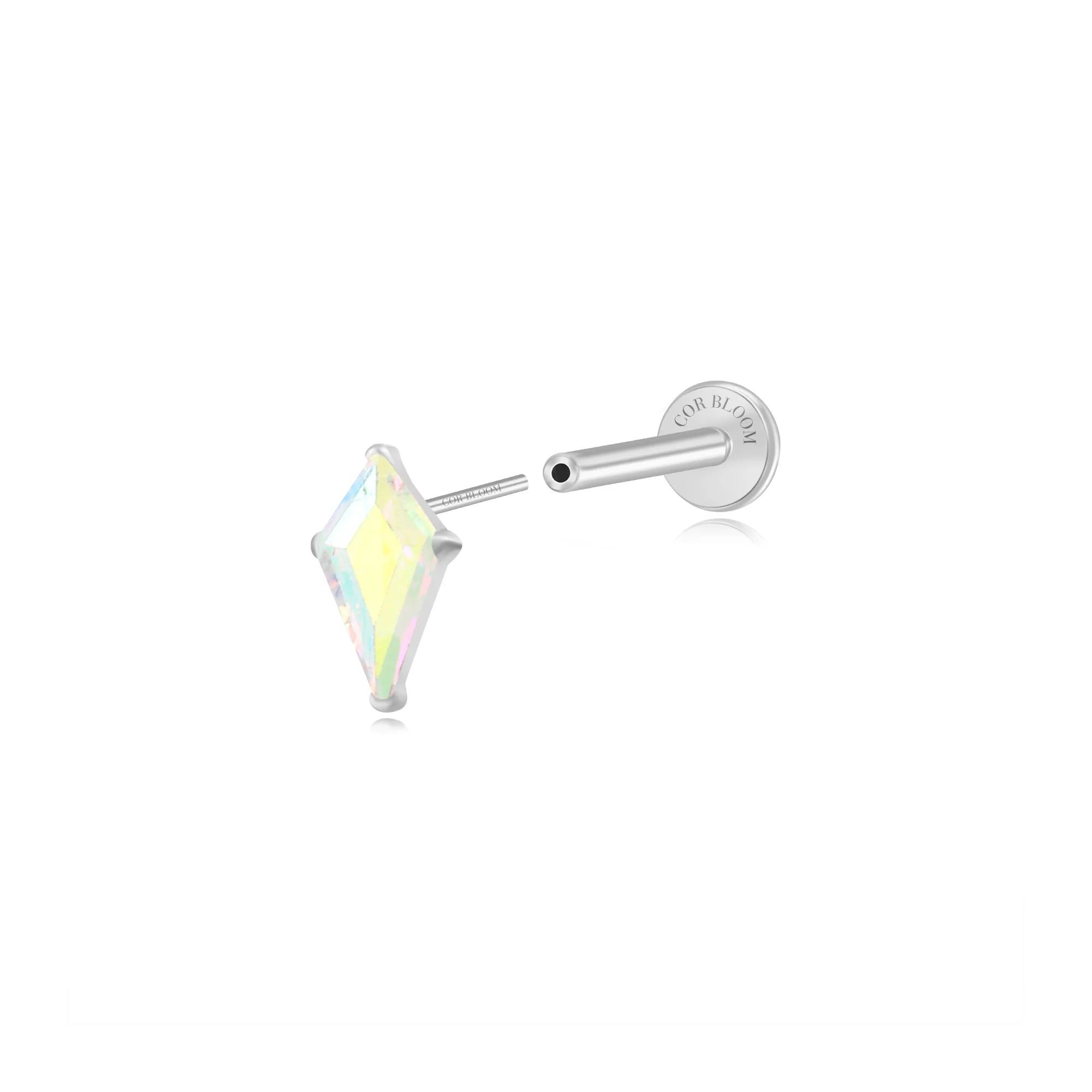 Titanium Minnie Kite-Cut Stone Flat Back Stud - Northern Light/AB