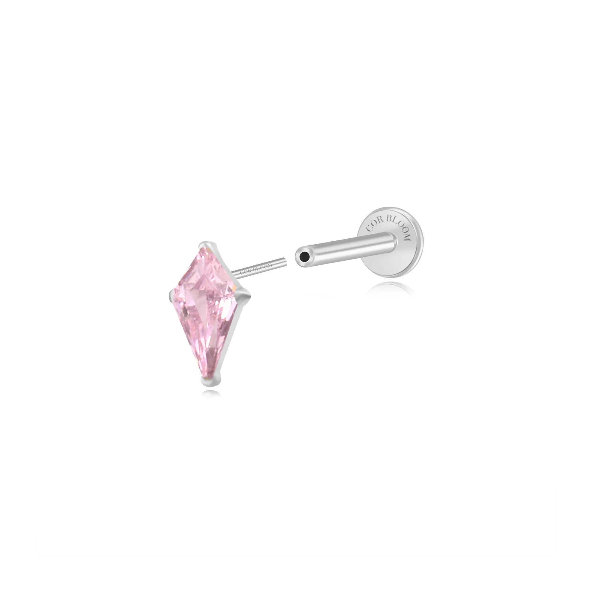 Titanium Minnie Kite-Cut Stone Flat Back Stud - Pink Tourmaline
