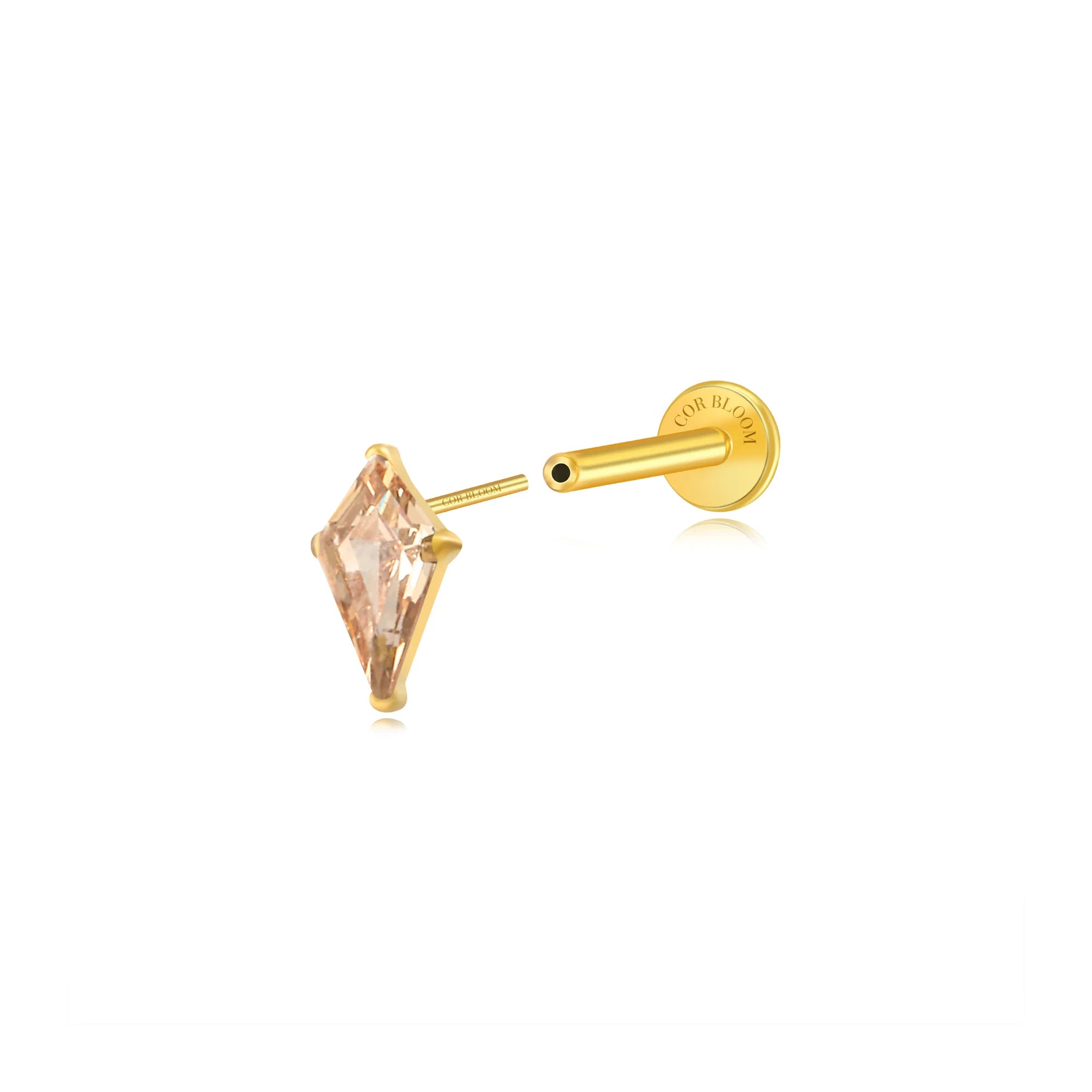 Titanium Minnie Kite-Cut Stone Flat Back Stud - Champagne