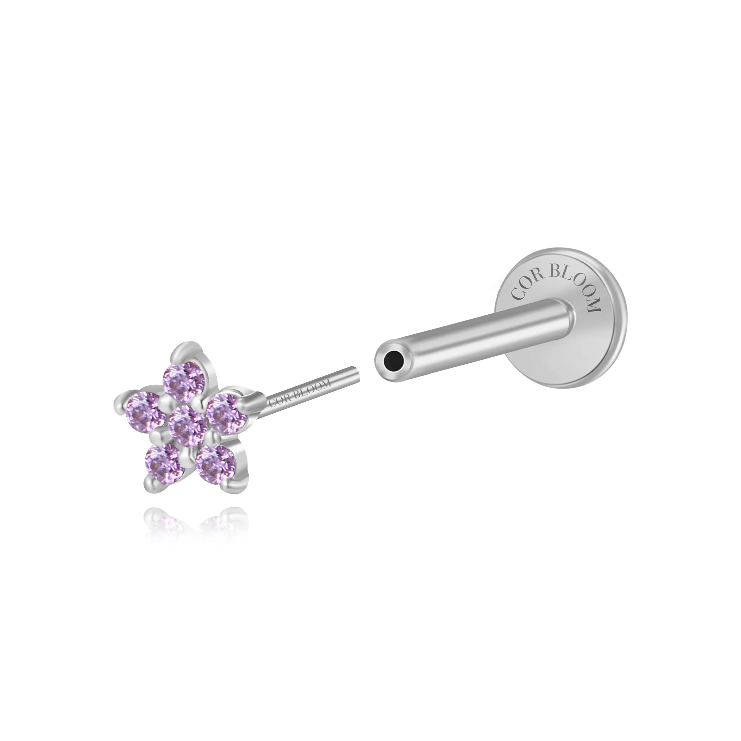 Violet Amethyst Jasmine Flower Flat Back Stud