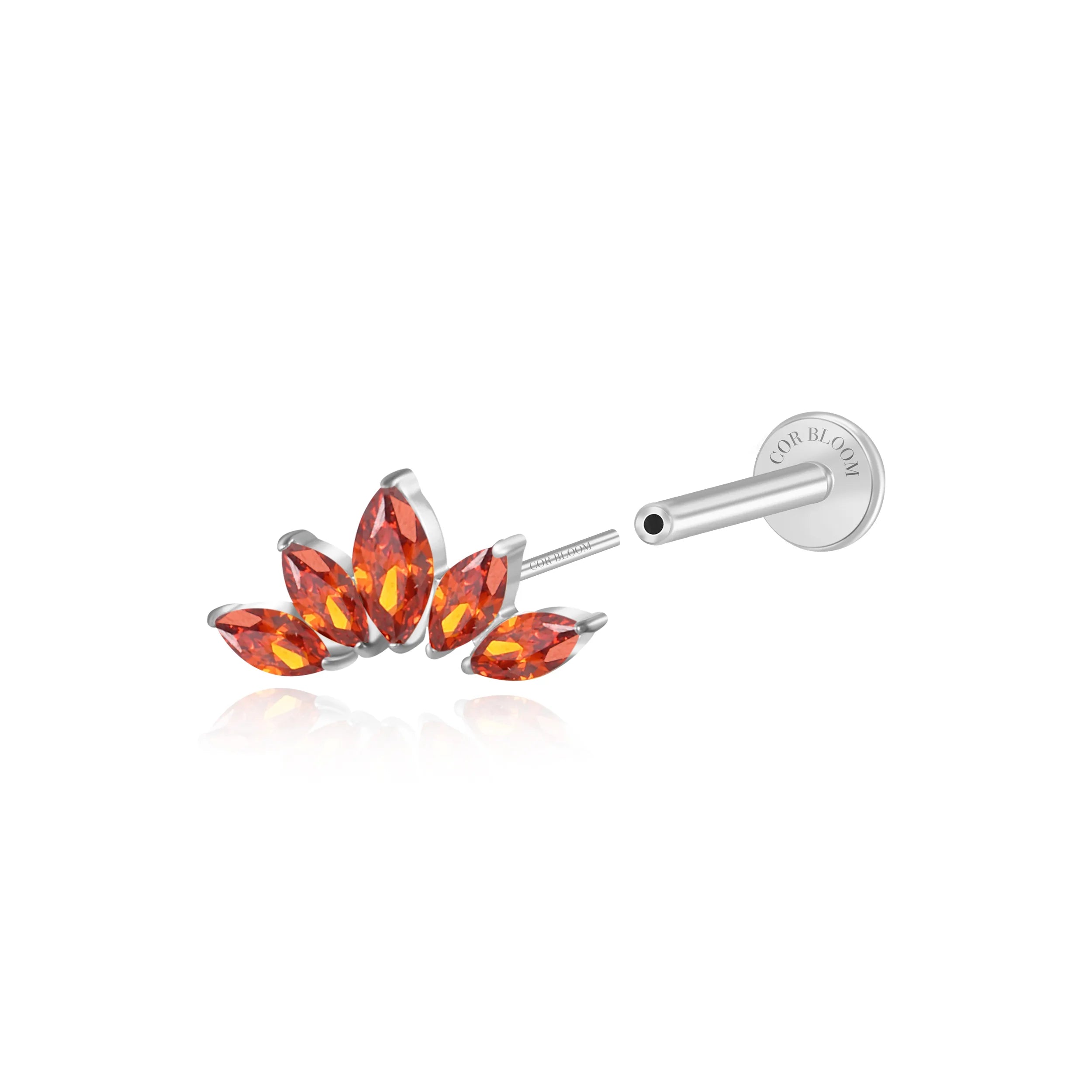 Titanium Aphrodite Red Garnet Crown Push Pin Stud